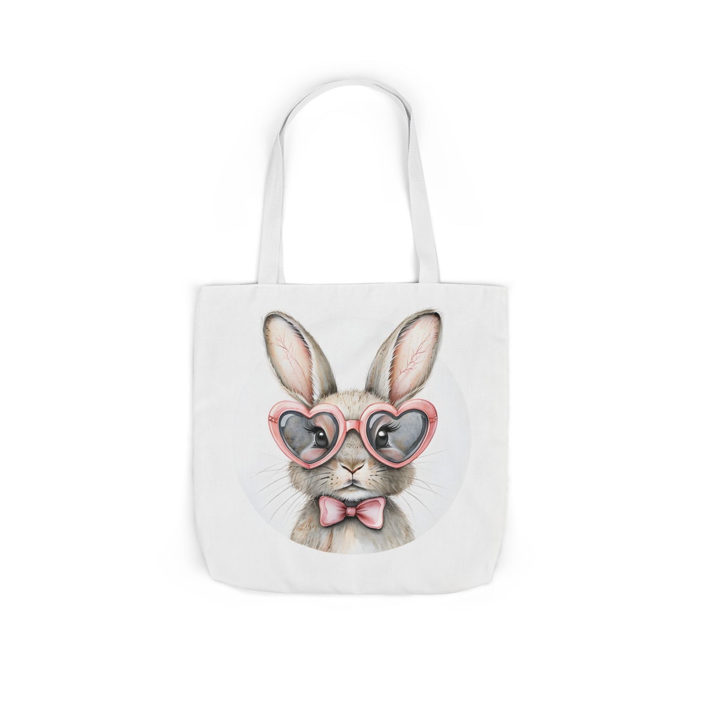 Cute Double Sided Bunny Canvas Tote Bag, Eco-Friendly Shopping Bag, Easter Gift, Spring Style Tote, Bunny Lover's Tote 3-Color Straps