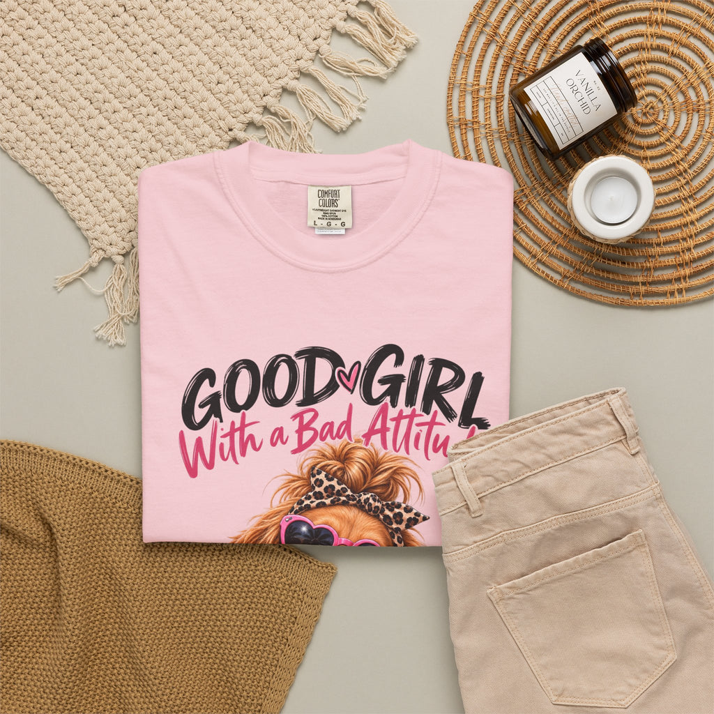Good Girl With a Bad Attitude - Golden Retriever Graphic Tee