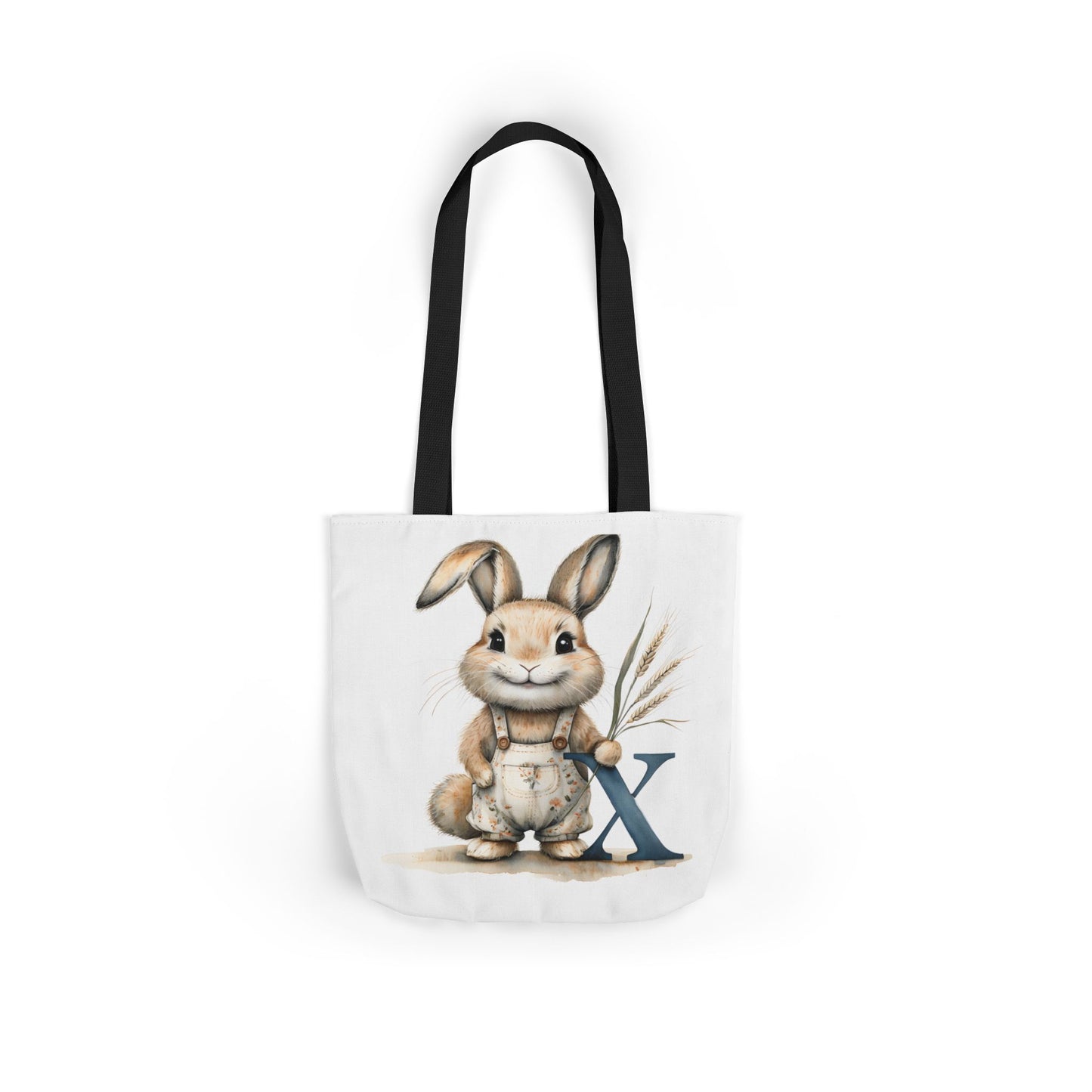 Cute Letter X Bunny Canvas Tote Bag with 5-Color Straps, Ideal for Spring, Easter Gifts, Eco-Friendly Shopping, Animal Lovers, Cute Designs