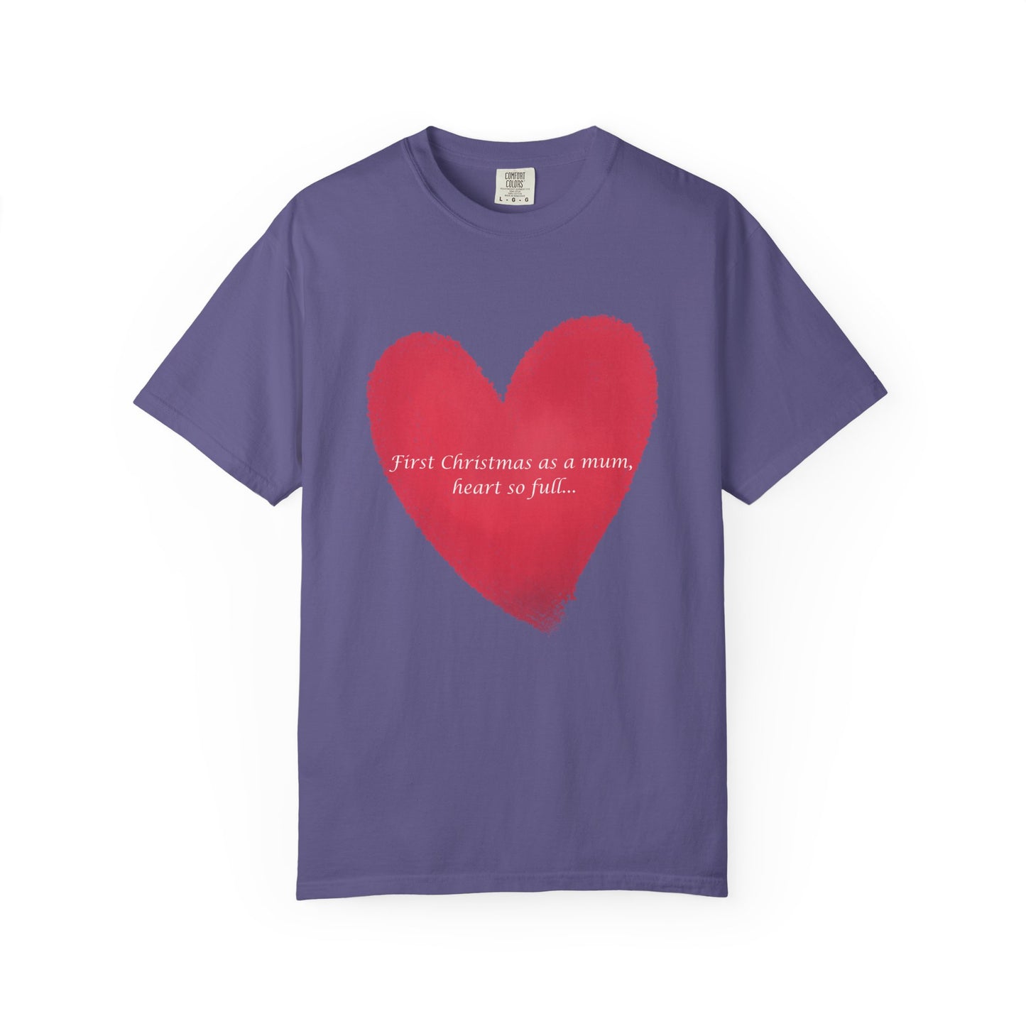 First Christmas as a Mum..Heart Brushstroke T‑Shirt — Pink Painted Heart Graphic Tee