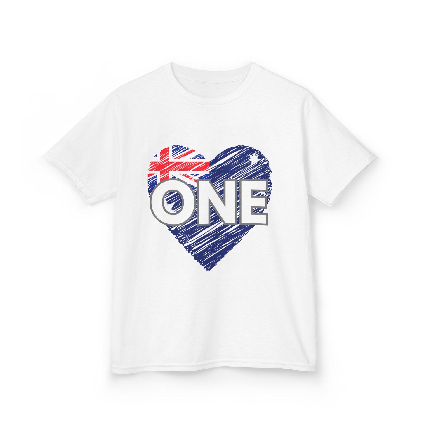 Kids Tee — "ONE" Australia Heart Unity Design (Patriotic Australia Day Shirt)