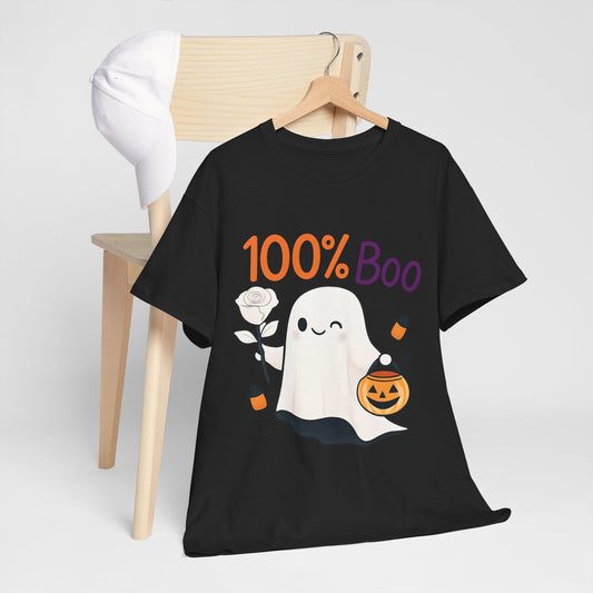 100% Boo Ghost Tee - Cute Halloween Unisex Shirt, Spooky T-Shirt, Halloween Costume Top, Fall Apparel, Ghost Lovers Gift