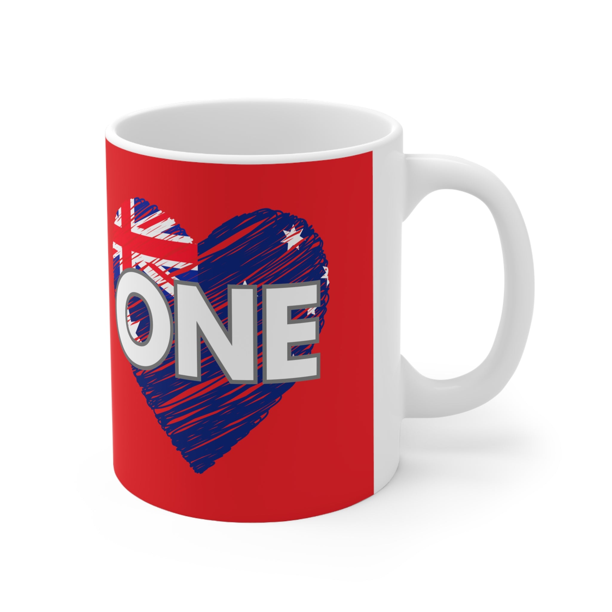 Australia ONE Heart Unity Red Ceramic Coffee Mug — 11oz