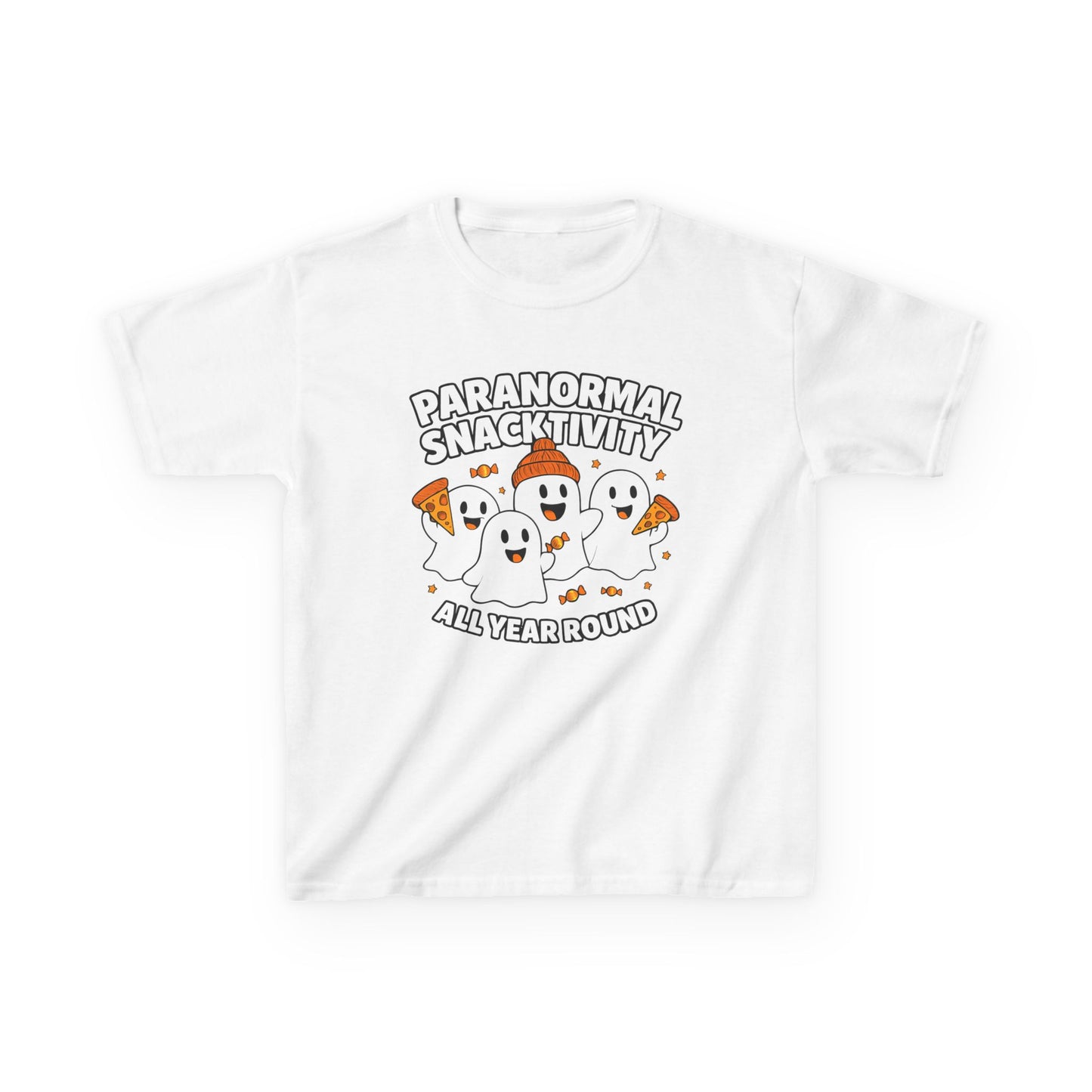 Kids Ghostly Snacktivity Tee - Fun Halloween T-Shirt for Kids, Halloween Costume Tee, Cute Ghost Shirt, Year-Round Spooky Style
