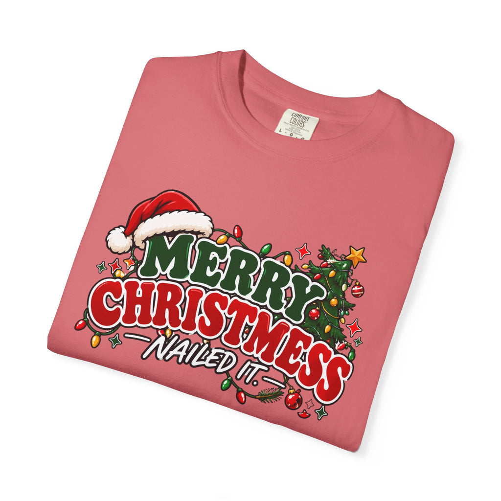Rose pink short-sleeve Christmas graphic T-shirt with 'Merry Christmas' front print