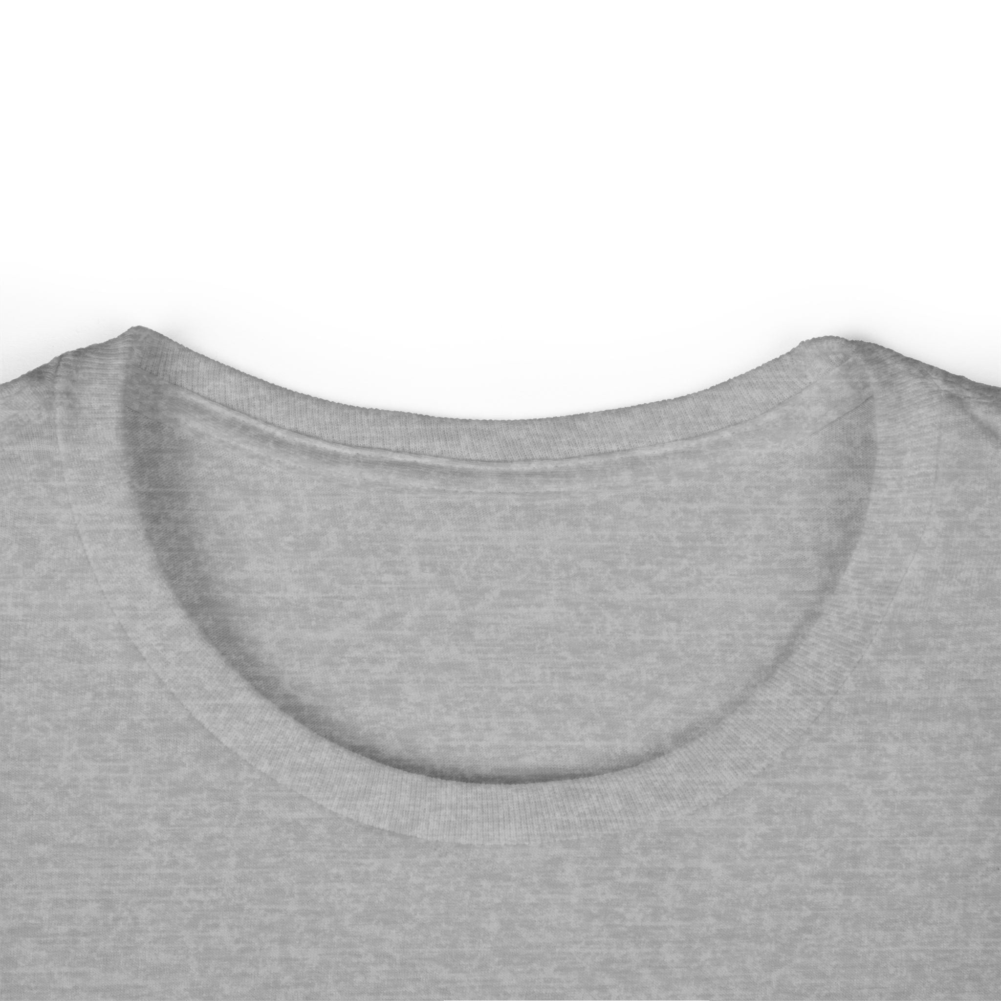 Women's tee neckline, heather gray crew neck