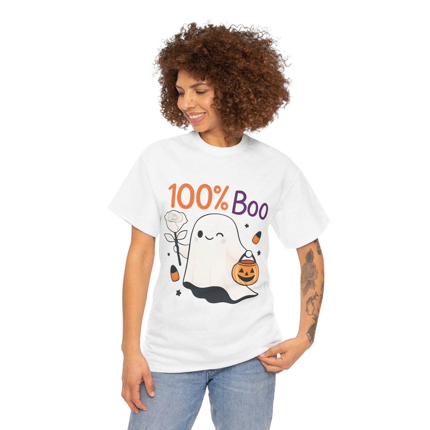 100% Boo Ghost Tee - Cute Halloween Unisex Shirt, Spooky T-Shirt, Halloween Costume Top, Fall Apparel, Ghost Lovers Gift