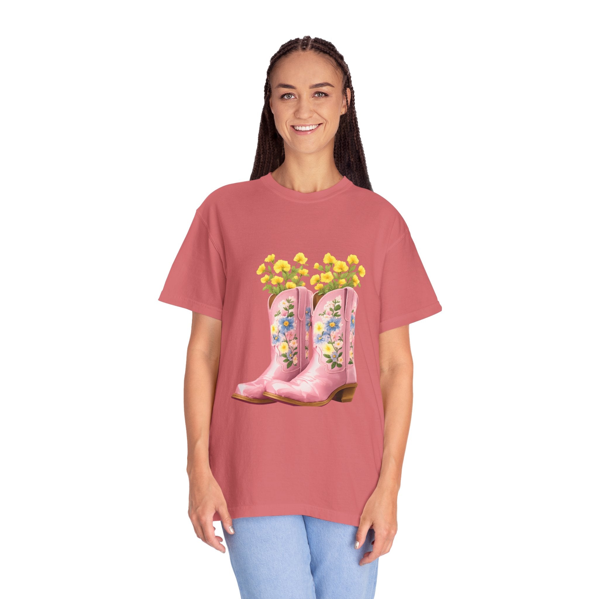 Walk A Mile Smiling T-Shirt – Cowboy Boot Graphic Tee