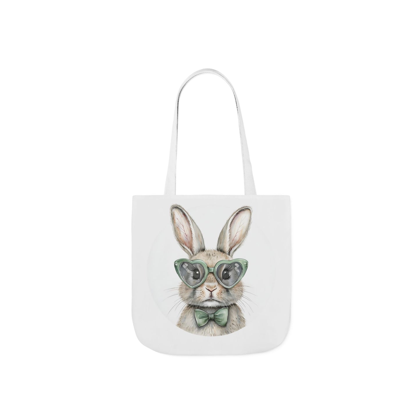 Playful Double Sided Bunny Canvas Tote Bag with 5-Color Straps, Eco-Friendly, Spring Gift, Perfect for Easter, Cute Animal Lover Bag