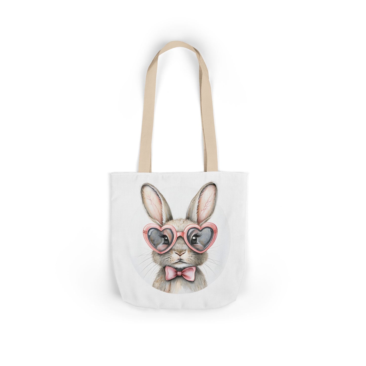 Cute Double Sided Bunny Canvas Tote Bag, Eco-Friendly Shopping Bag, Easter Gift, Spring Style Tote, Bunny Lover's Tote 3-Color Straps