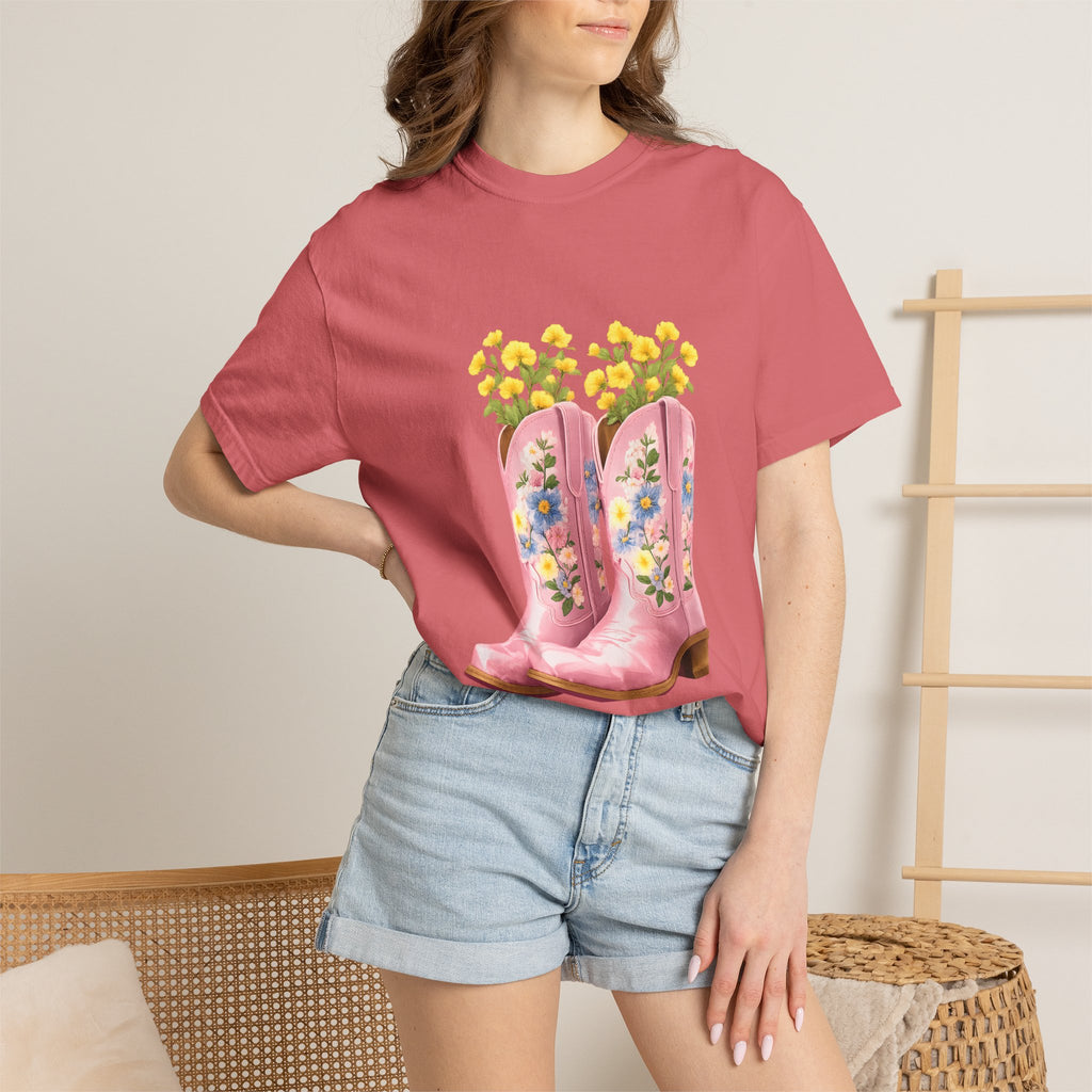 Walk A Mile Smiling T-Shirt – Cowboy Boot Graphic Tee