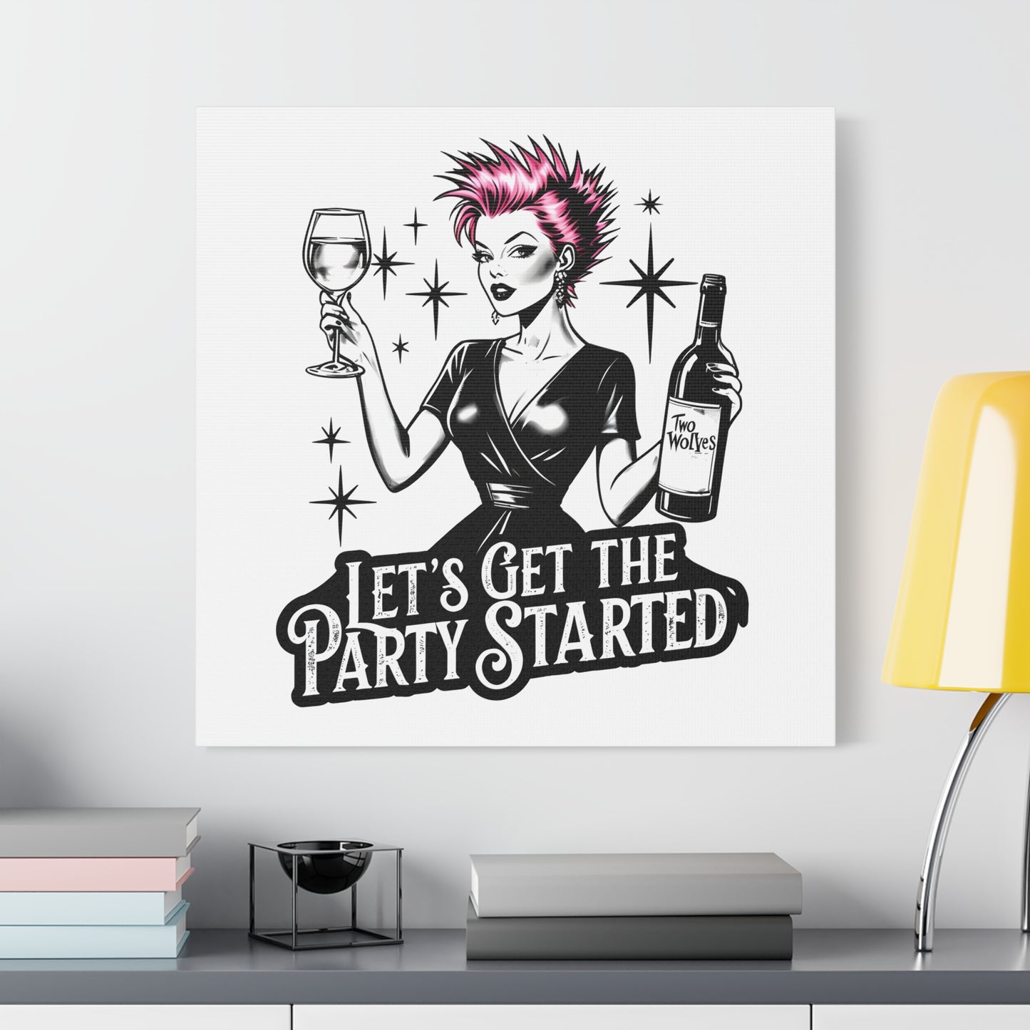 Canvas Wall Art Print, Pink Alecia Party Decoration, Lets Get Started Decor, Wall Hanging Poster, Home Office Bed Room Decor