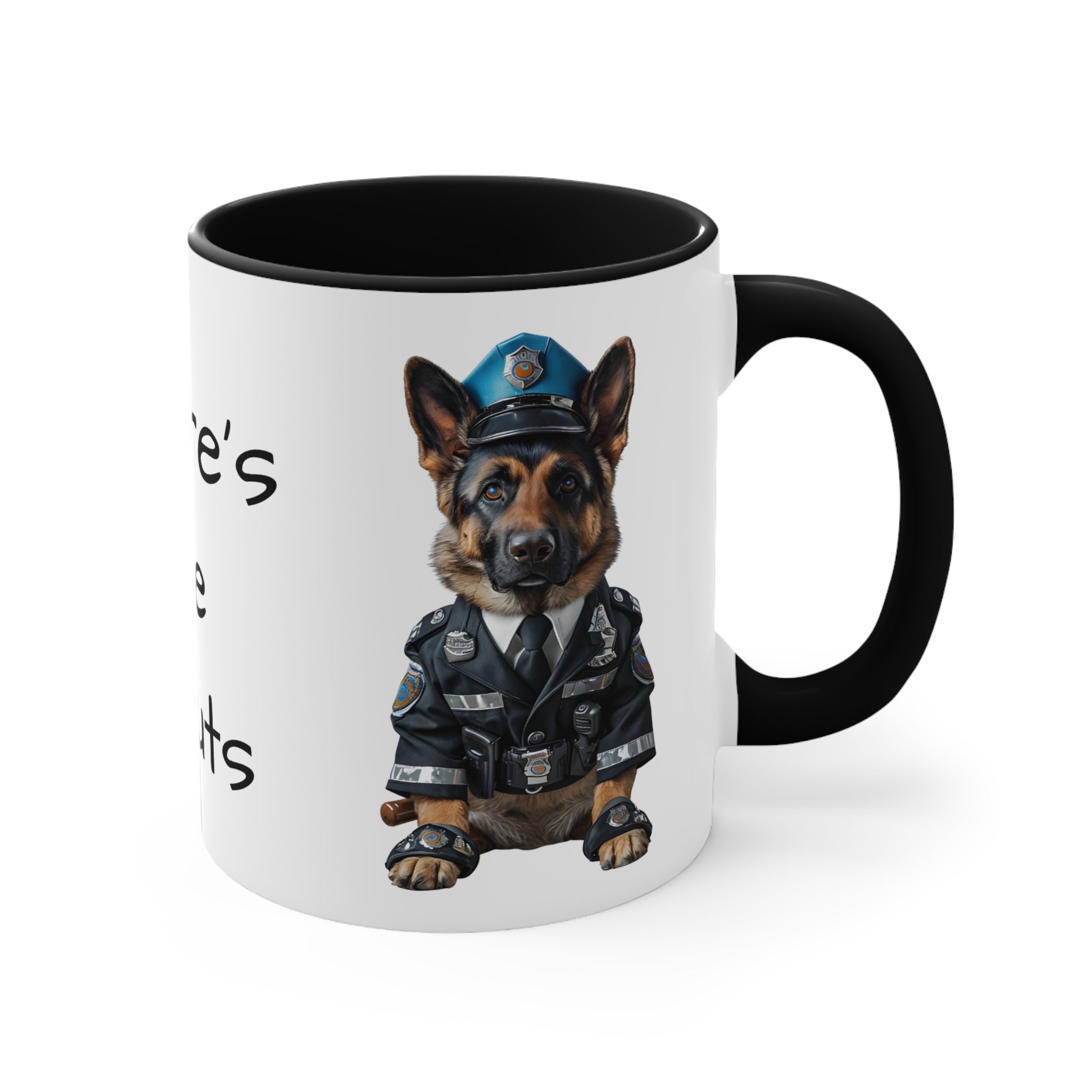 German Shepherd in Police Uniform Accent Mug Wheres the Donuts Fun Police Dog Design Dog Lover Gift