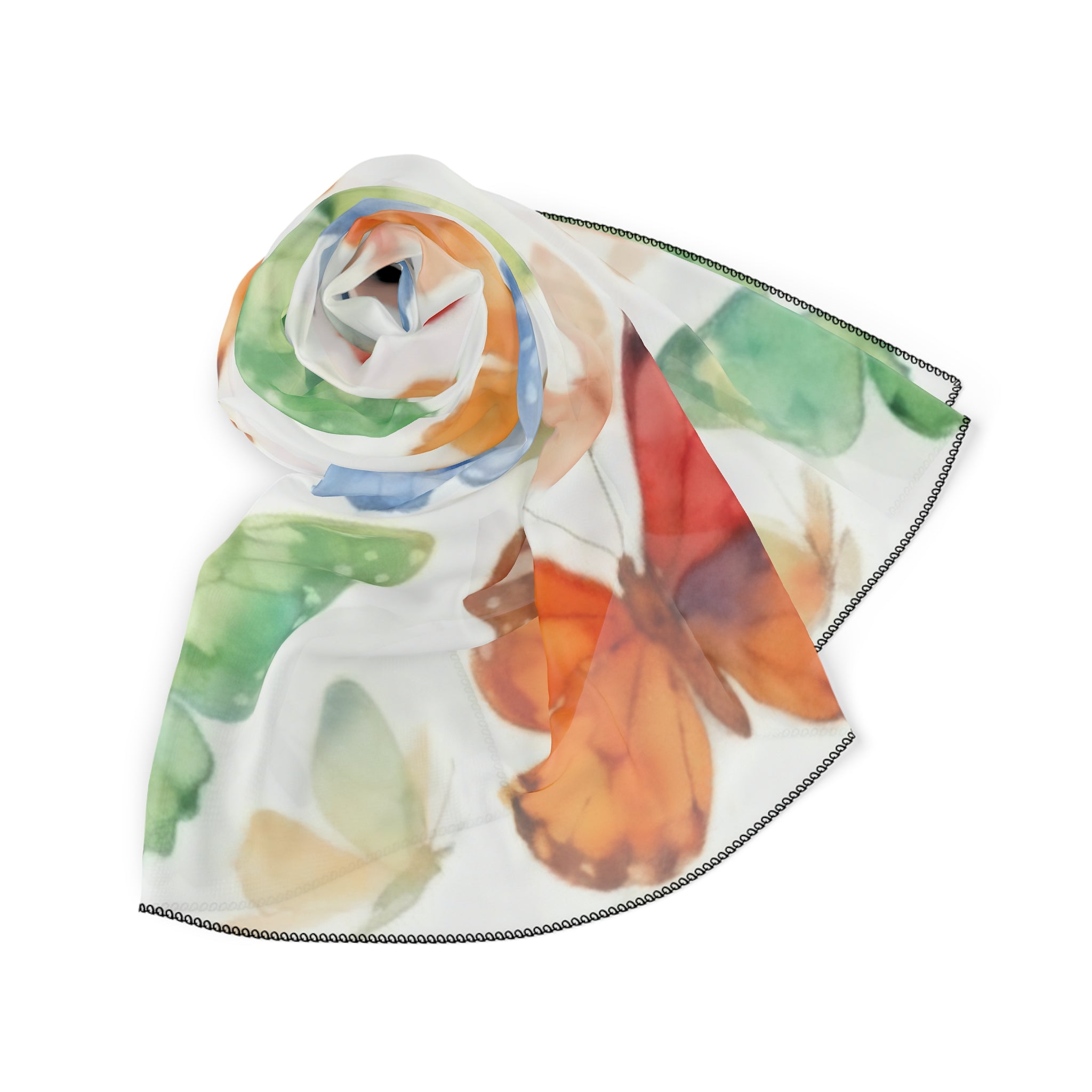 Butterflies Silk-Look Scarf — Butterflies Graphic Print