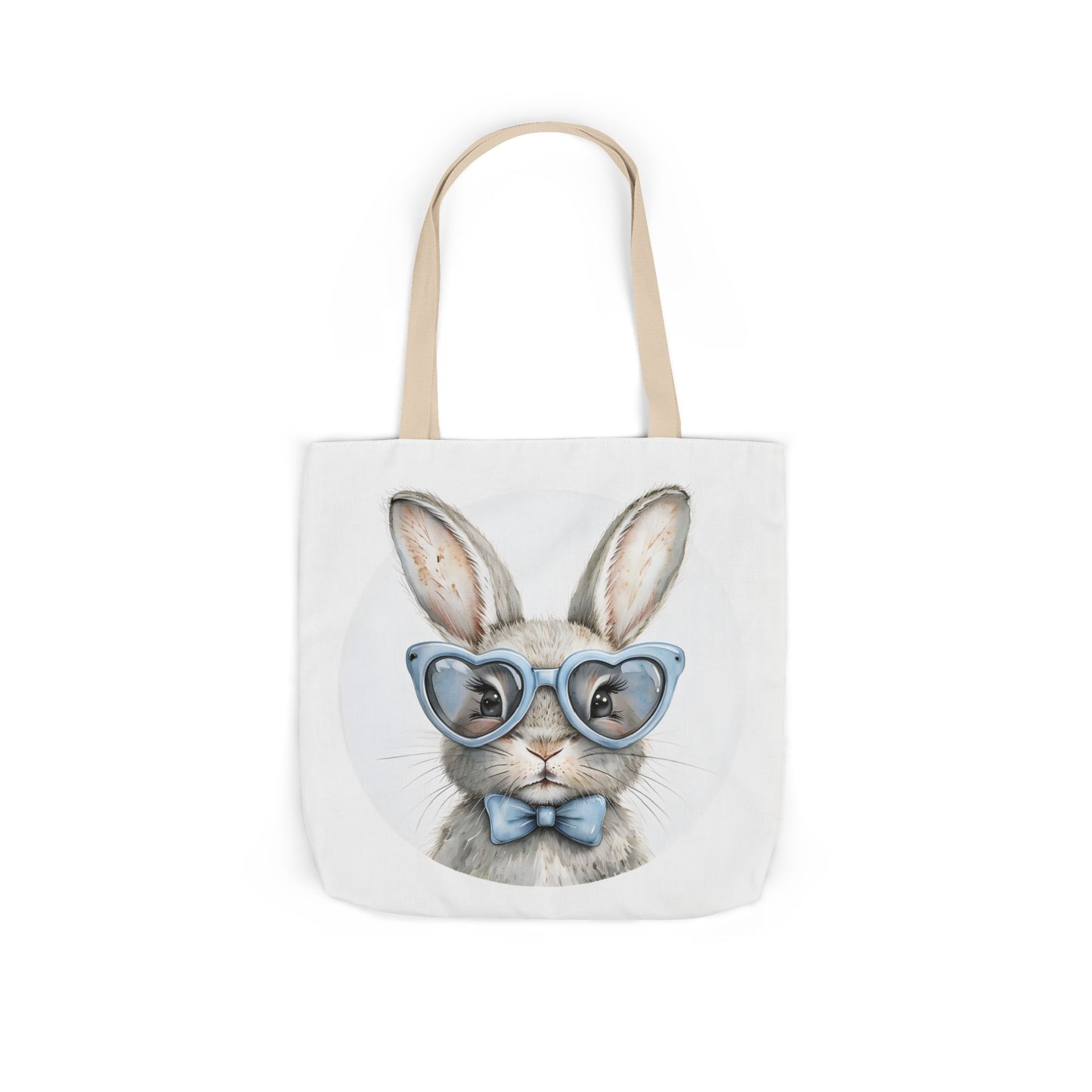 Cute Double Sided Bunny Canvas Tote Bag, Eco-Friendly Shopping Bag, Easter Gift, Spring Style Tote, Bunny Lover's Tote, 3-Color Straps