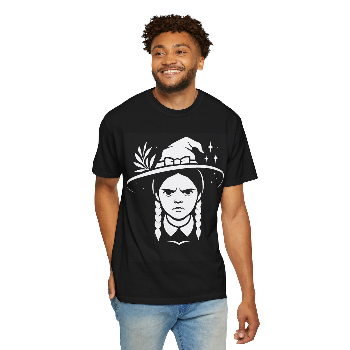 Witch Girl Graphic T-Shirt — Gothic Witch Hat Illustration