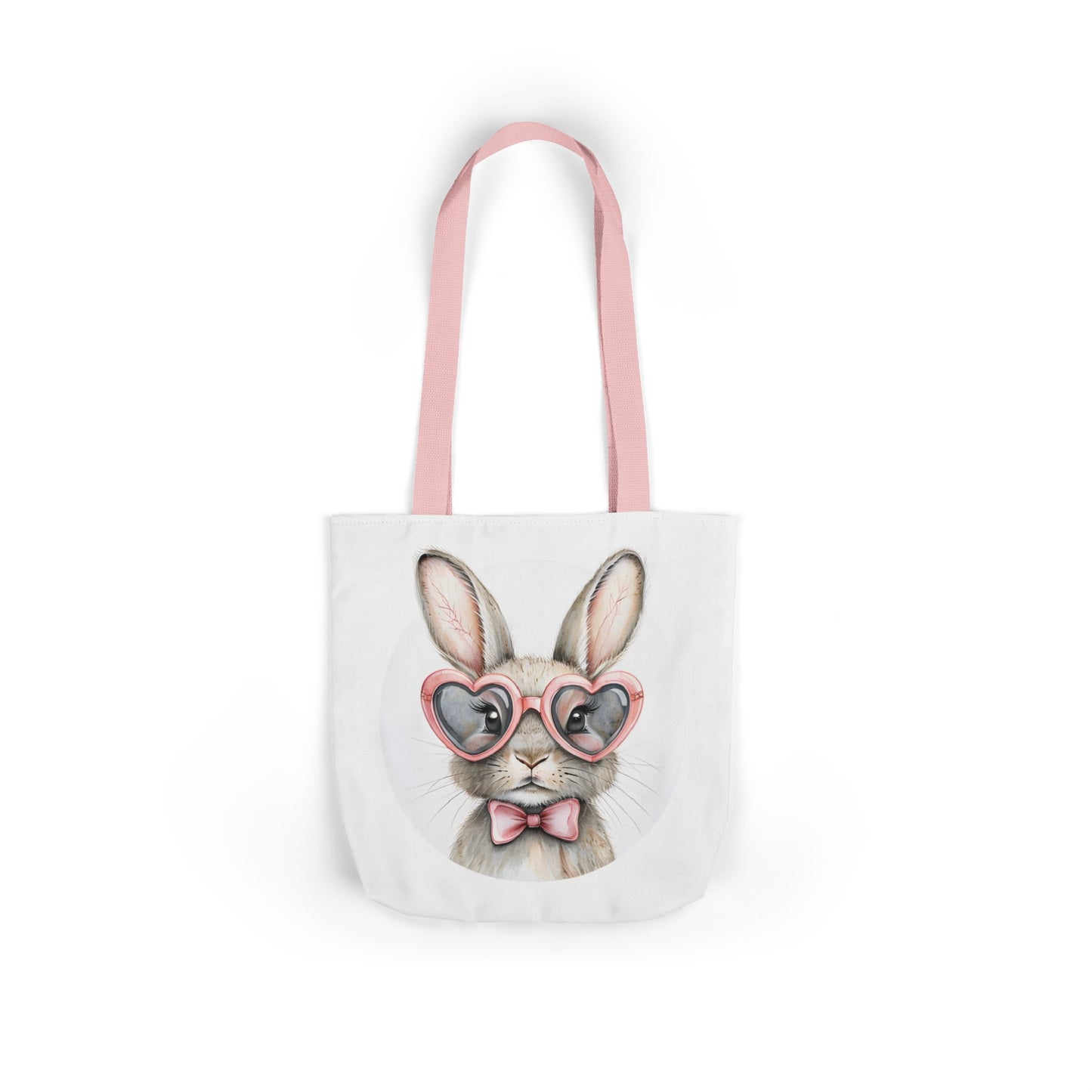 Cute Double Sided Bunny Canvas Tote Bag, Eco-Friendly Shopping Bag, Easter Gift, Spring Style Tote, Bunny Lover's Tote 3-Color Straps