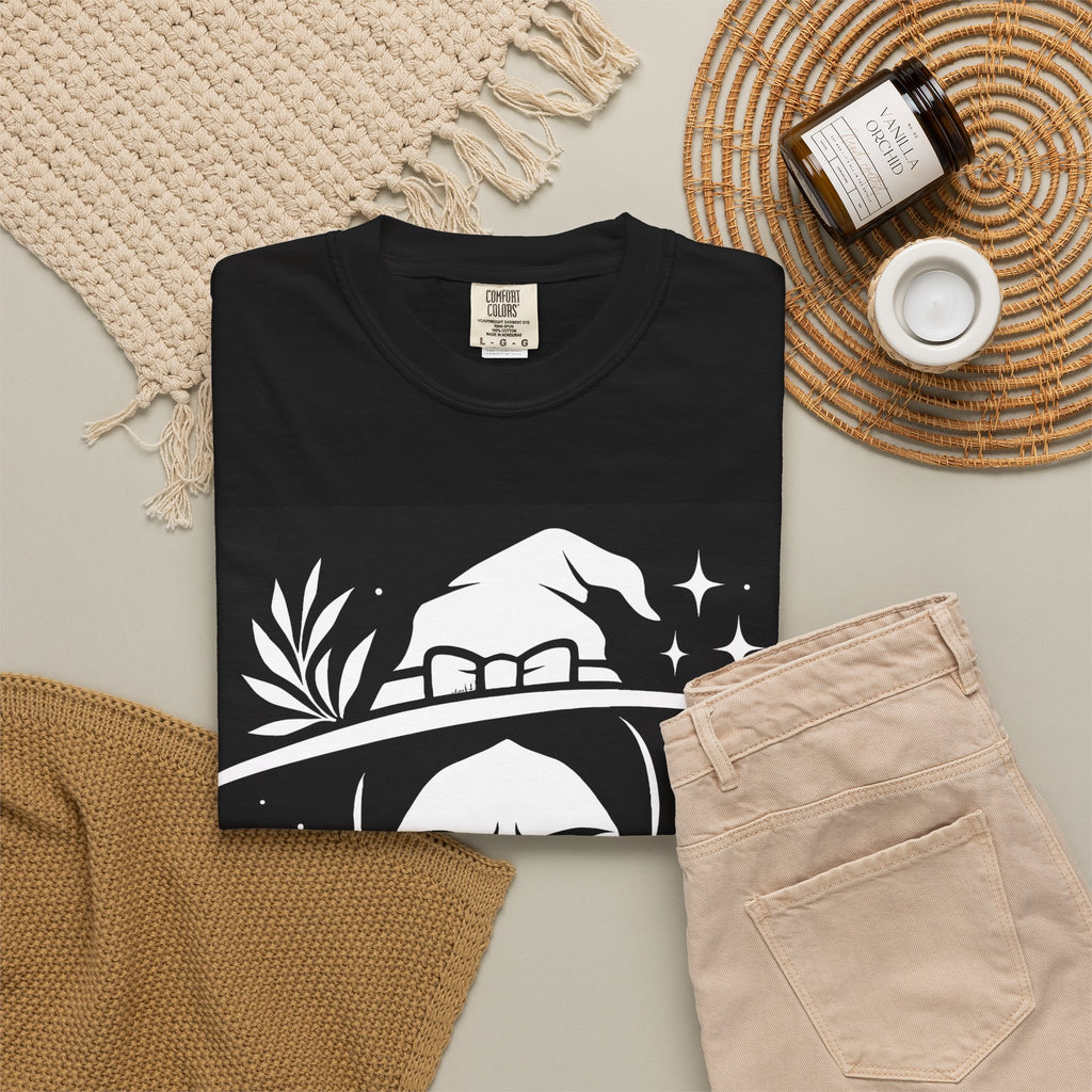 Witch Girl Graphic T-Shirt — Gothic Witch Hat Illustration