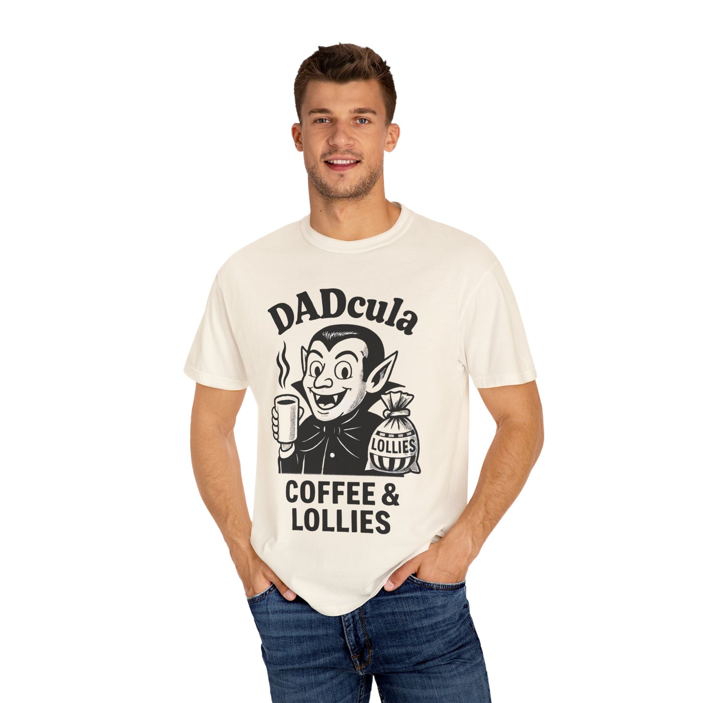 Coffee & Lollies Dad T-Shirt | Gift for Dad | Fun Tee for Father’s Day, Halloween, Parenting Humor, Unisex Cotton Shirt