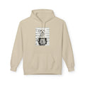 Sand pullover hoodie with drawstring hood, front pocket, dog mugshot snack print