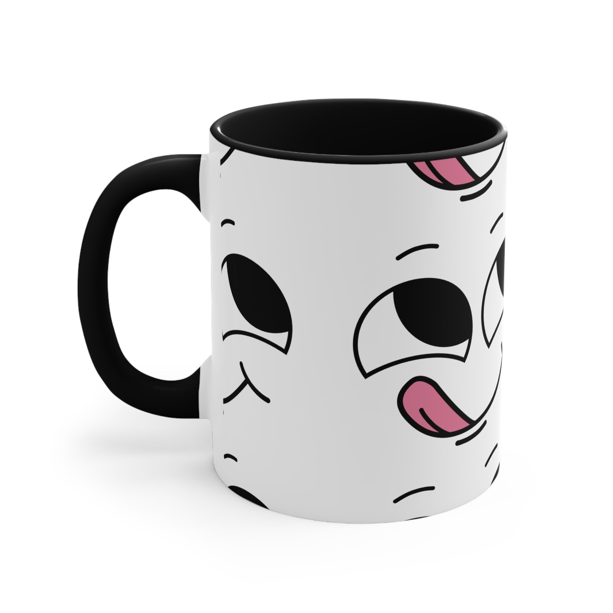 Quirky PINK Tongue Face Outline Accent Mug 11oz