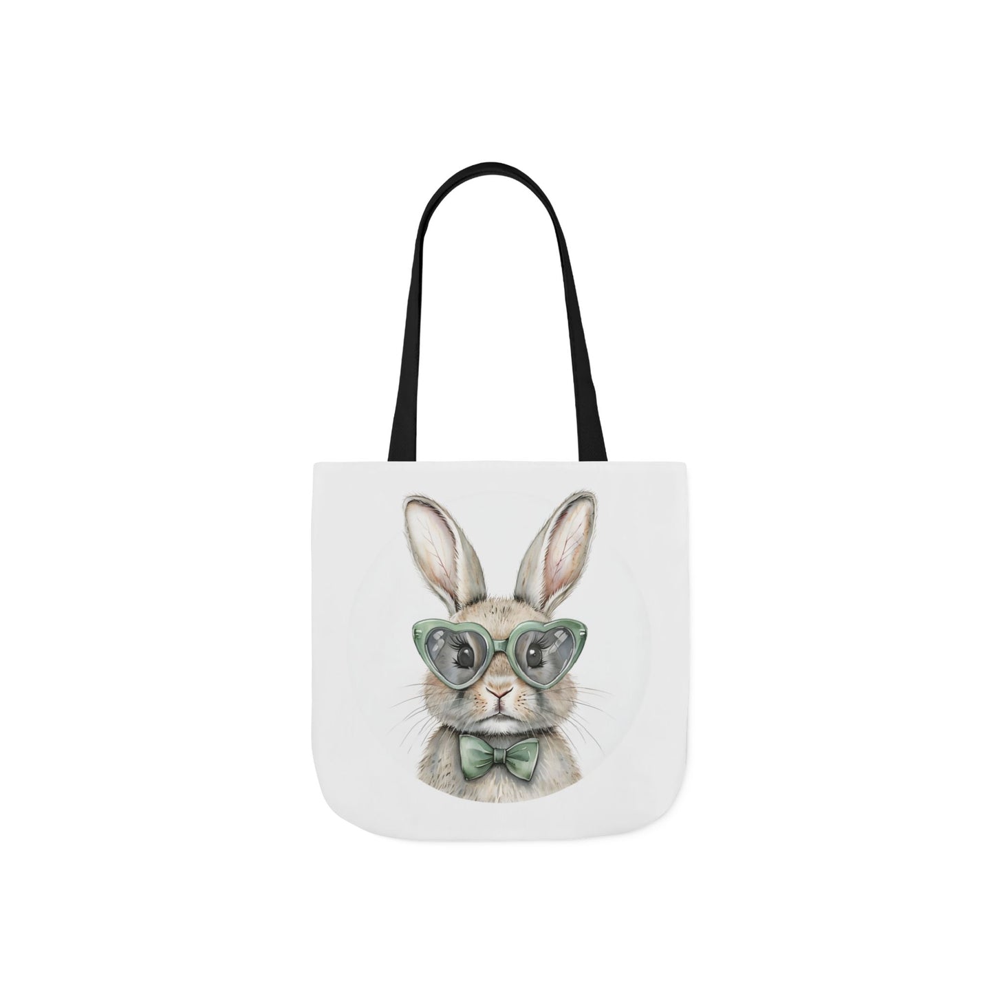 Playful Double Sided Bunny Canvas Tote Bag with 5-Color Straps, Eco-Friendly, Spring Gift, Perfect for Easter, Cute Animal Lover Bag