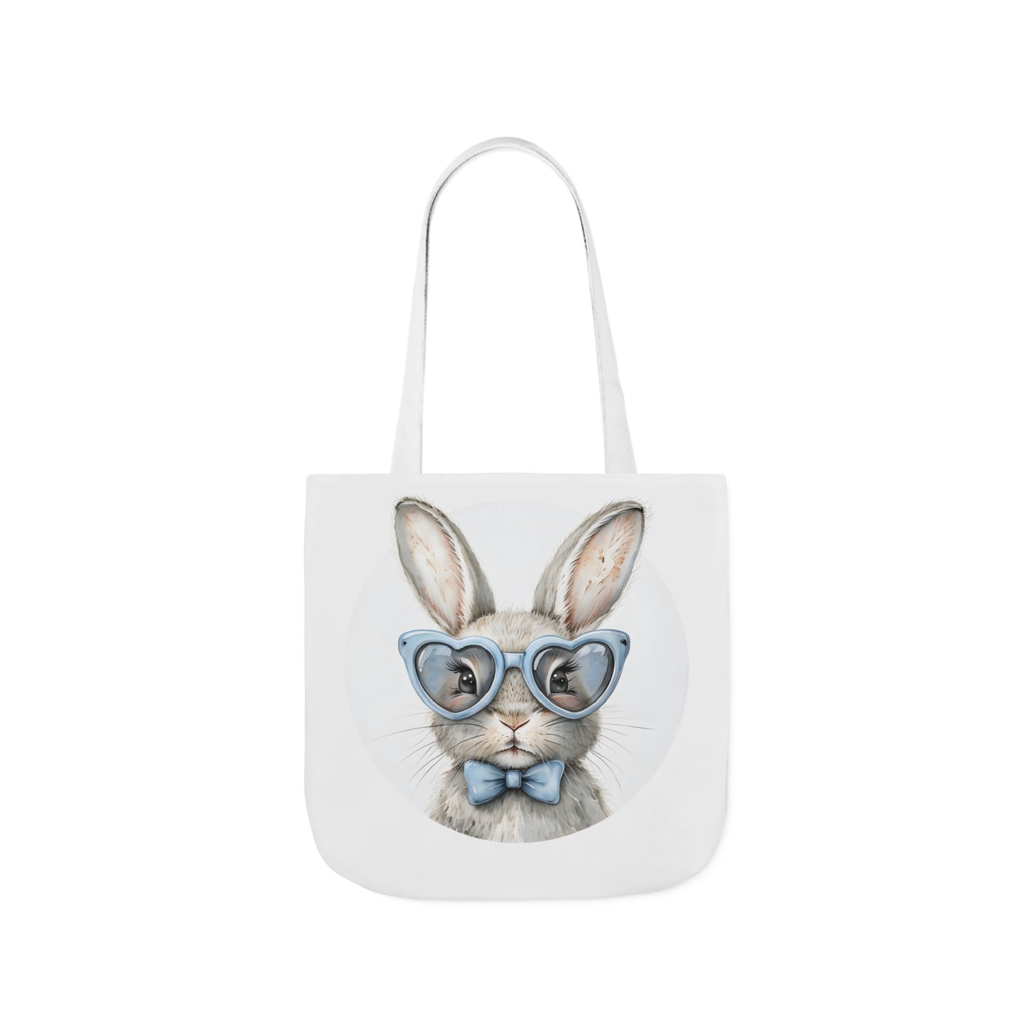 Cute Double Sided Bunny Canvas Tote Bag, Eco-Friendly Shopping Bag, Easter Gift, Spring Style Tote, Bunny Lover's Tote, 3-Color Straps