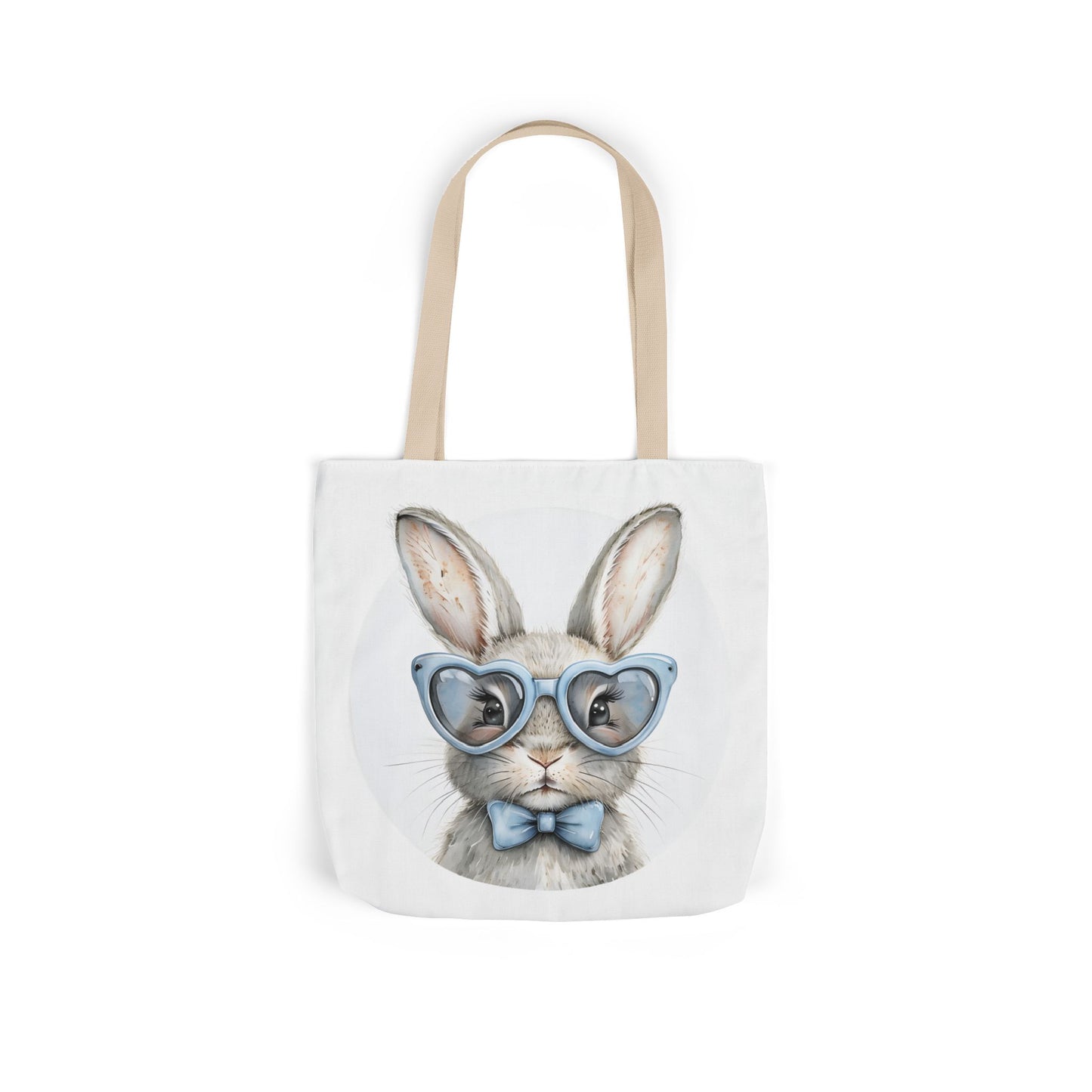 Cute Double Sided Bunny Canvas Tote Bag, Eco-Friendly Shopping Bag, Easter Gift, Spring Style Tote, Bunny Lover's Tote, 3-Color Straps