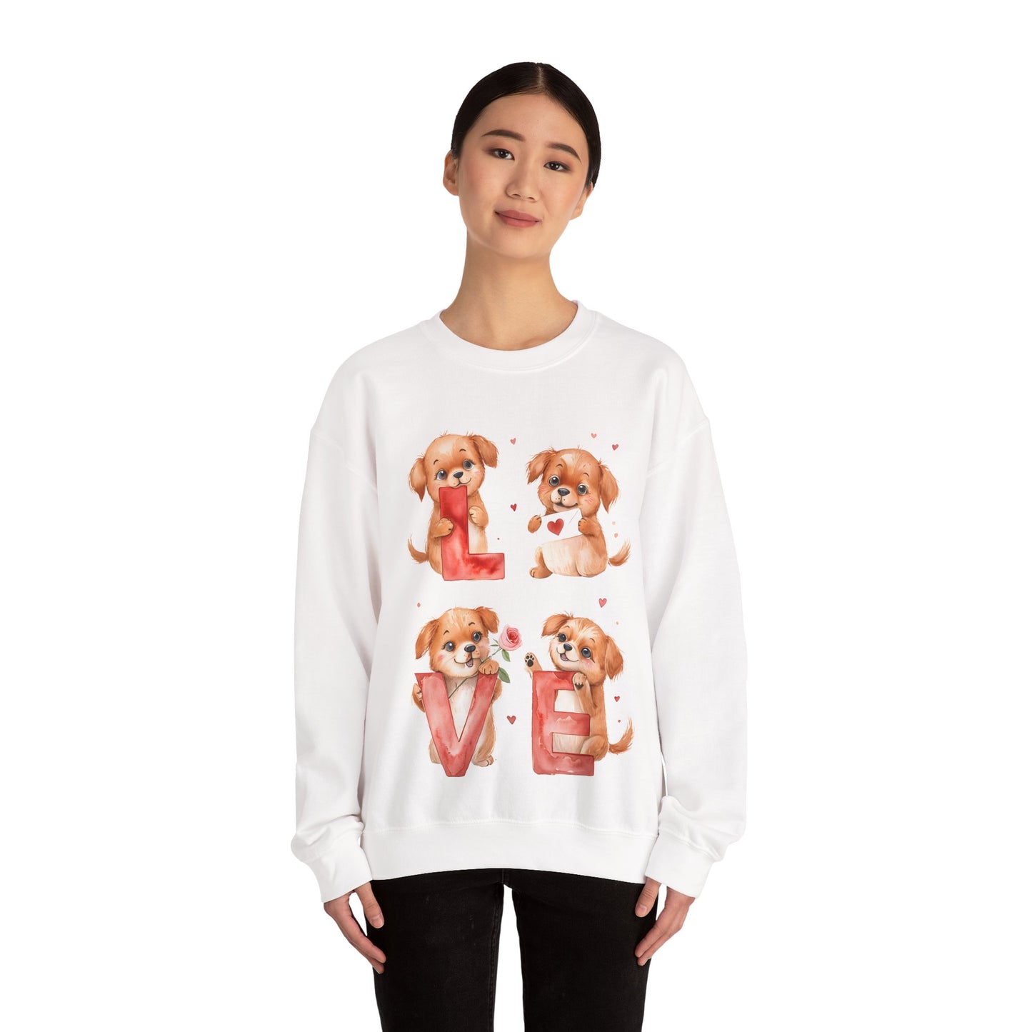 Unisex Heavy Blend Crewneck, Couple Matching Sweatshirts, Cute Dog Design - Love Day Gift, Valentine's Day Outfit, Gift for Him or Her