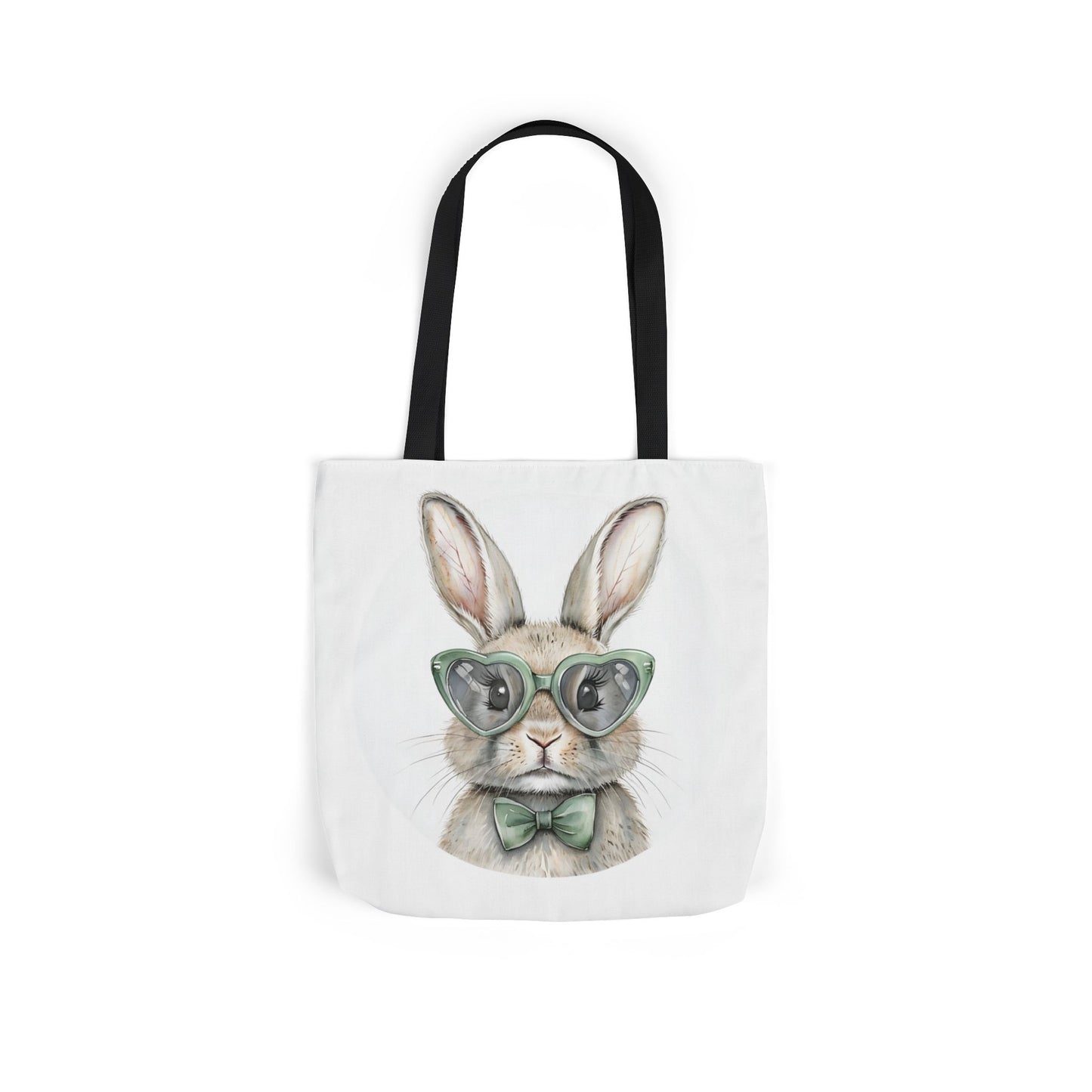 Playful Double Sided Bunny Canvas Tote Bag with 5-Color Straps, Eco-Friendly, Spring Gift, Perfect for Easter, Cute Animal Lover Bag