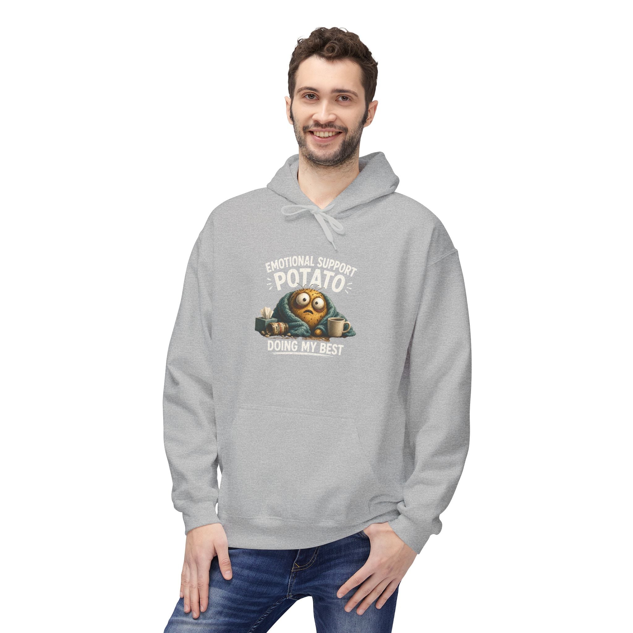 Emotional Support Potato Hoodie — "Doing My Best" Cozy Graphic Design
