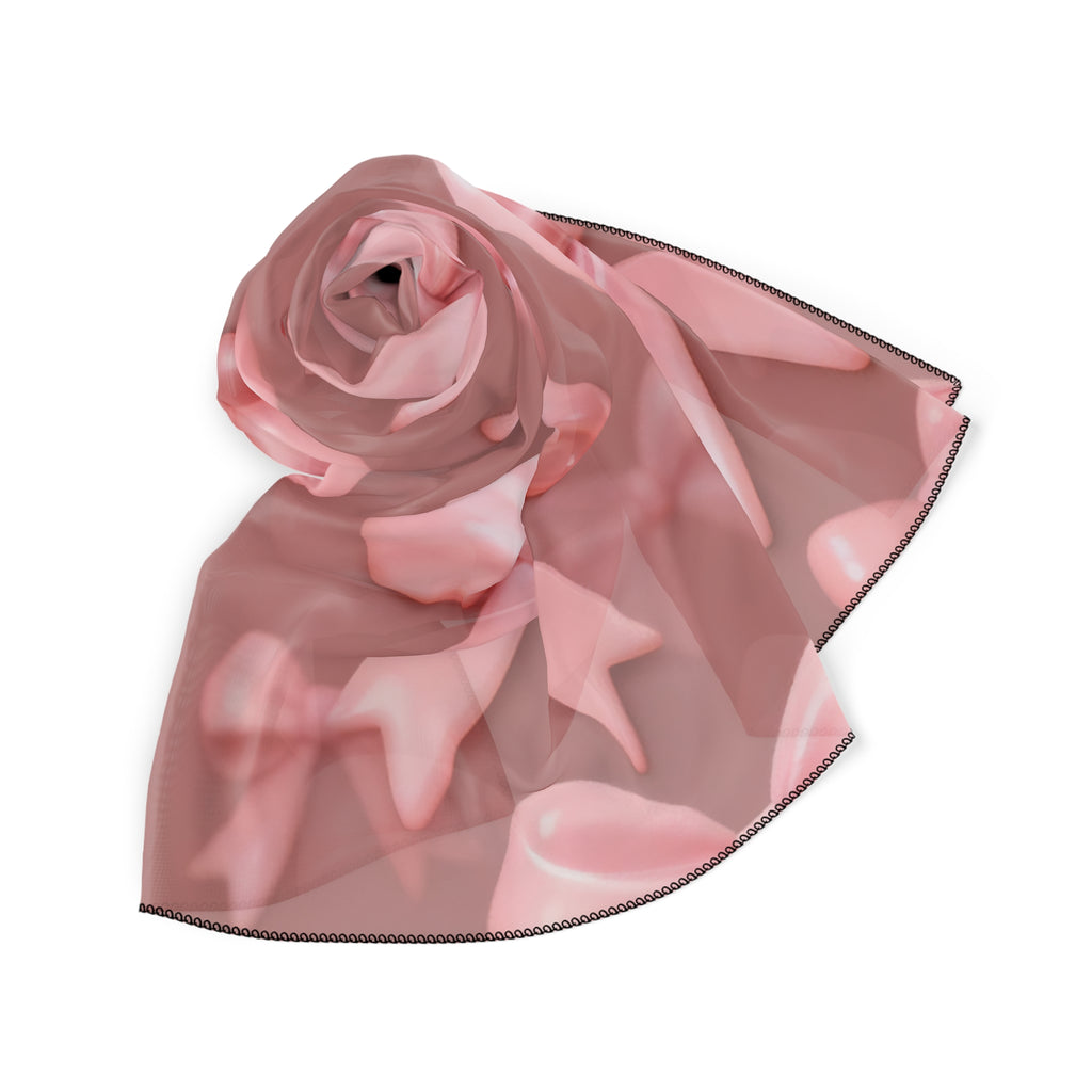 Pink Bow Print Silk-Look Scarf — Pink Bow Tie Design