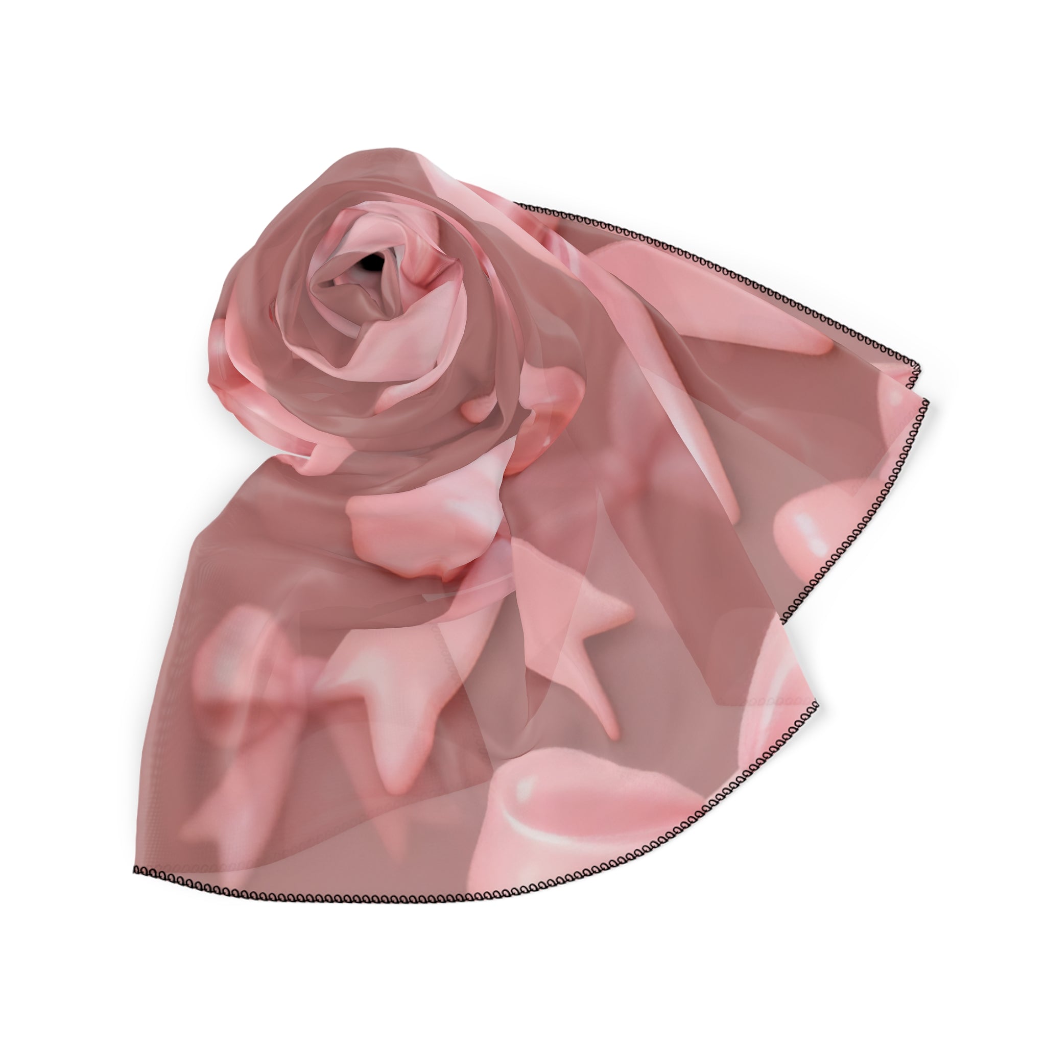 Pink Bow Print Silk-Look Scarf — Pink Bow Tie Design