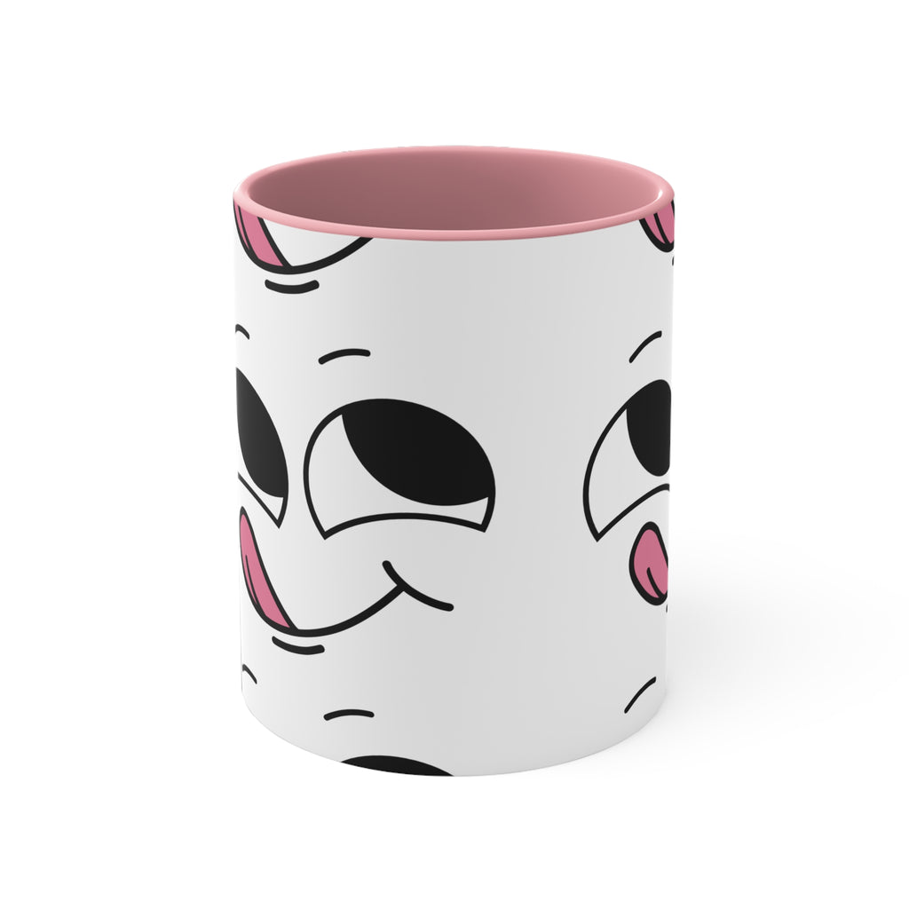 Quirky PINK Tongue Face Outline Accent Mug 11oz