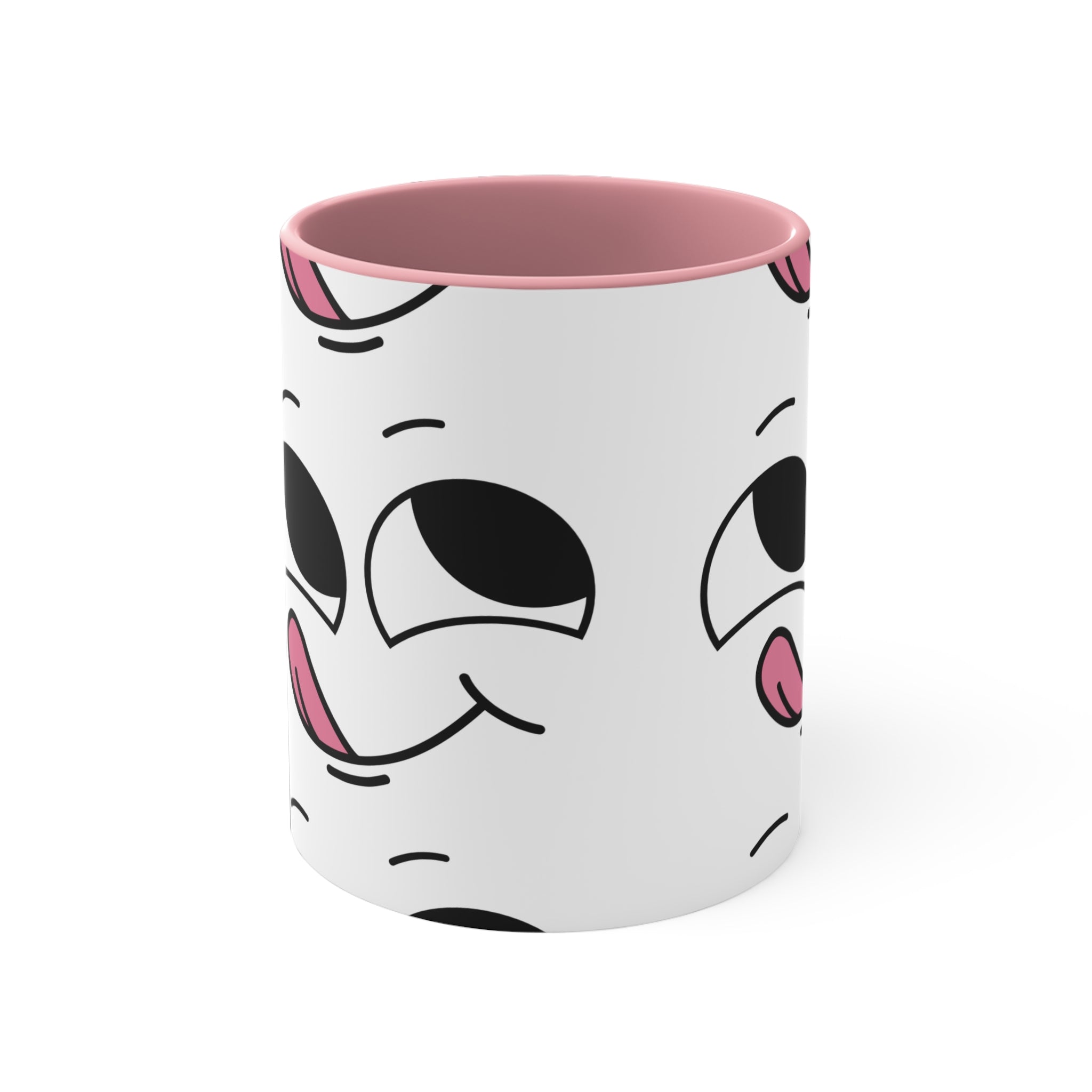 Quirky PINK Tongue Face Outline Accent Mug 11oz