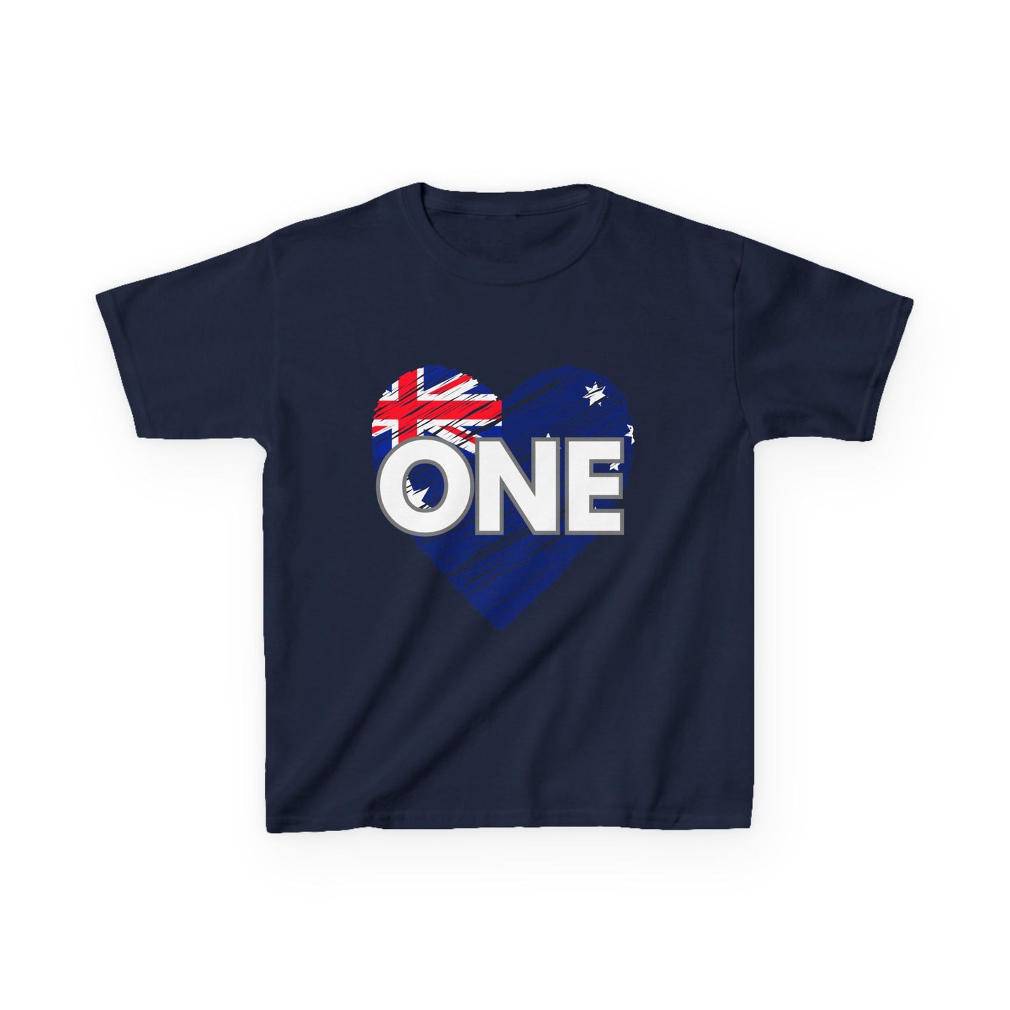 Kids Tee — "ONE" Australia Heart Unity Design (Patriotic Australia Day Shirt)