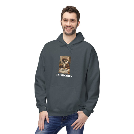 Capricorn Fleece Hoodie Fuelled By Hustle and Black Coffee.