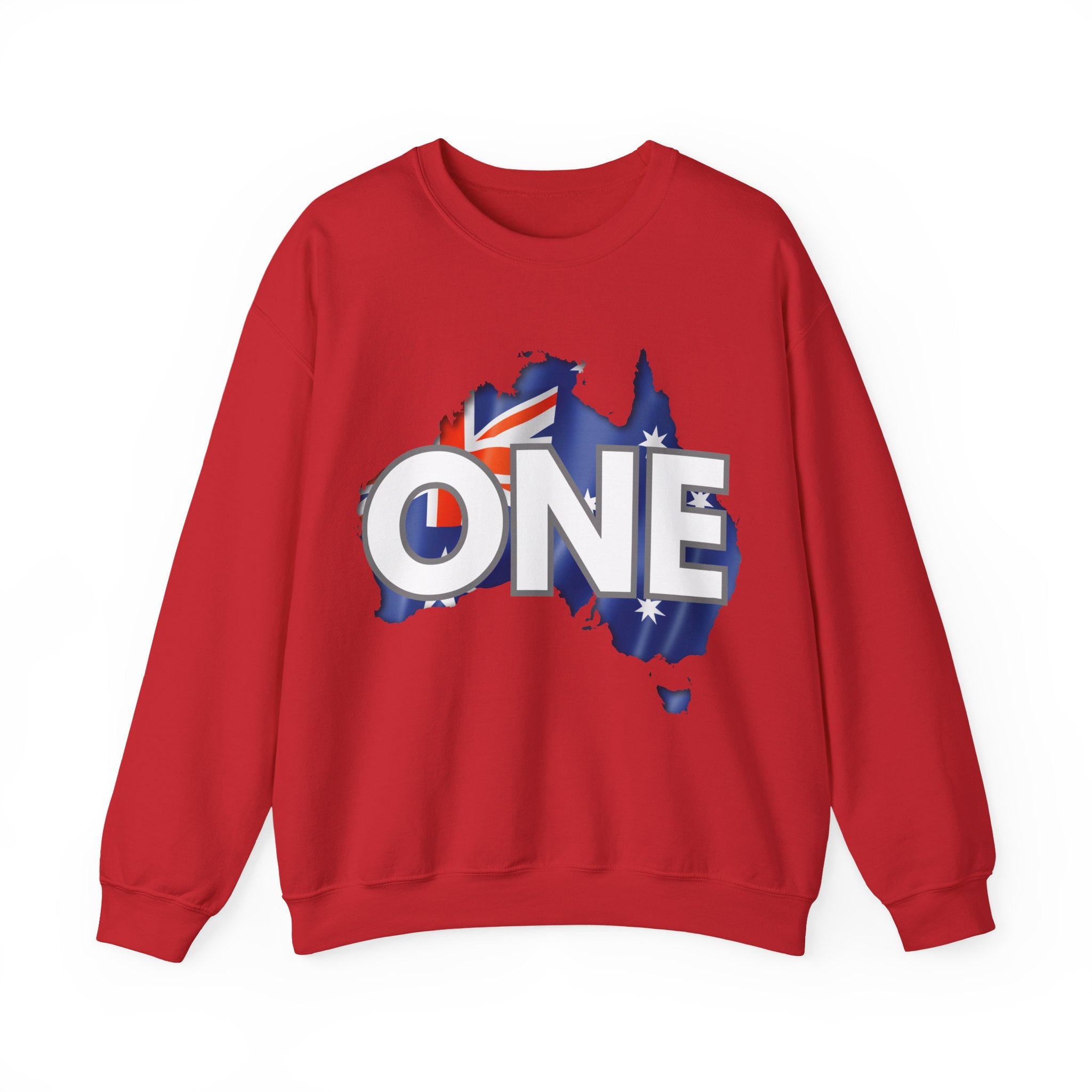 Australia ONE Flag Crewneck Unity Sweatshirt – Patriotic Aussie Map Design