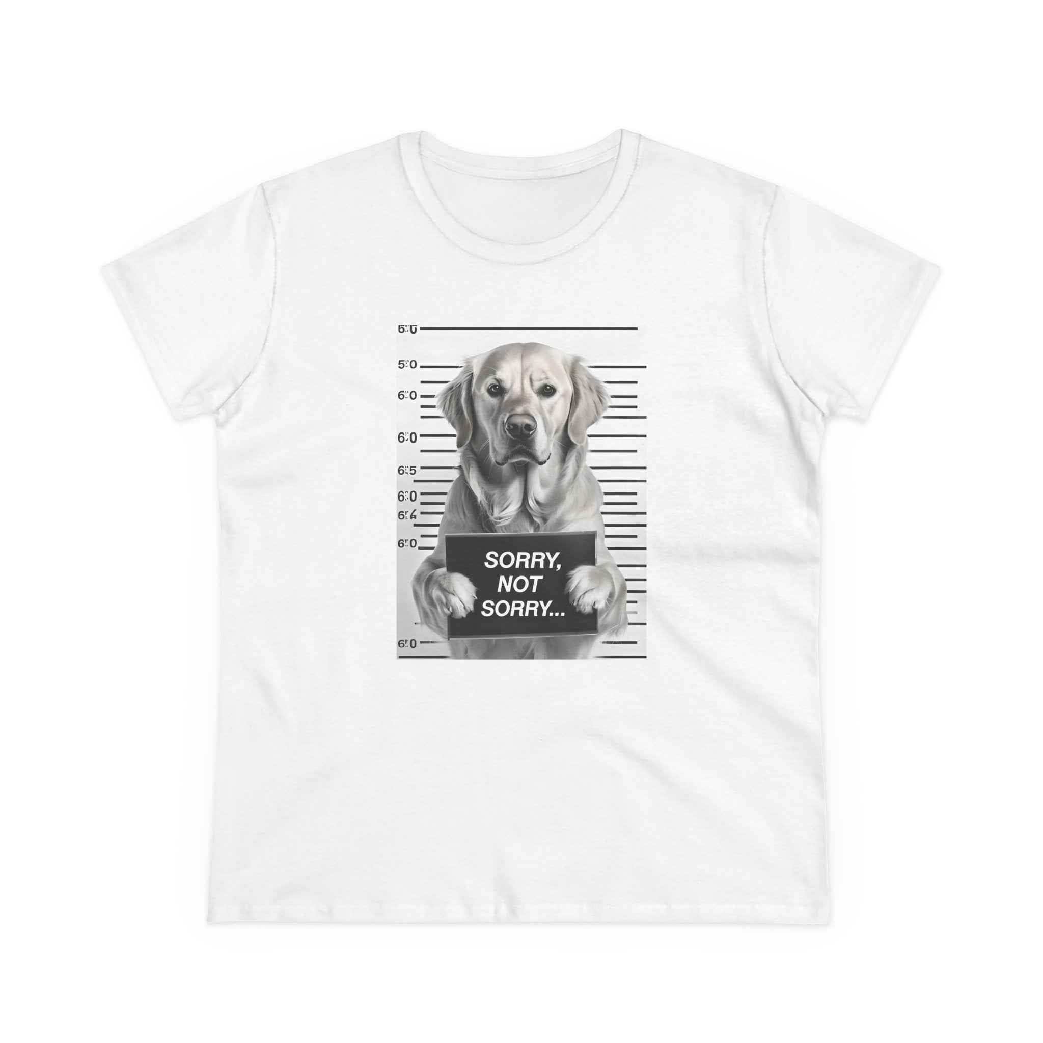 Funny Dog Mugshot Tee, Casual Cotton T-Shirt, Pet Lover Apparel, Gift for Dog Owners, Humorous Dog Shirt, Sorry Not Sorry Tee