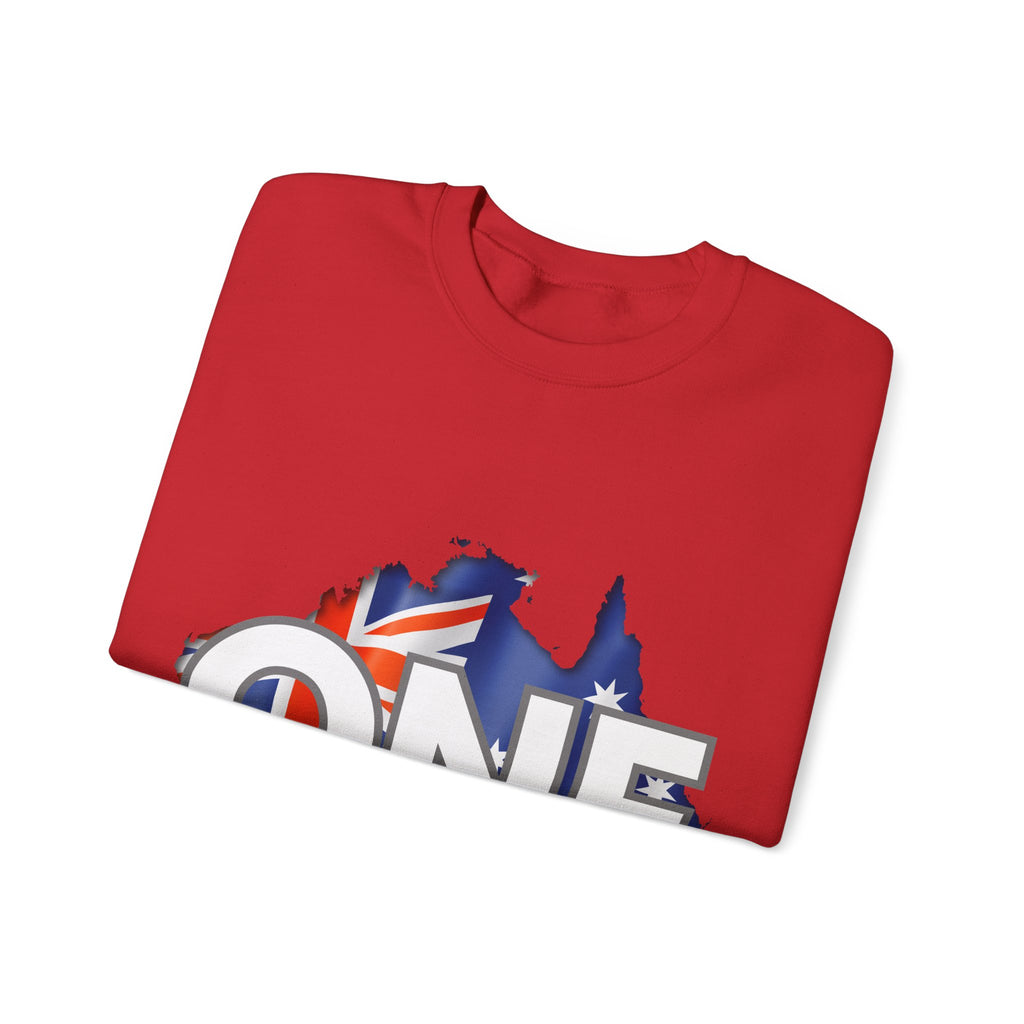 Australia ONE Flag Crewneck Unity Sweatshirt – Patriotic Aussie Map Design
