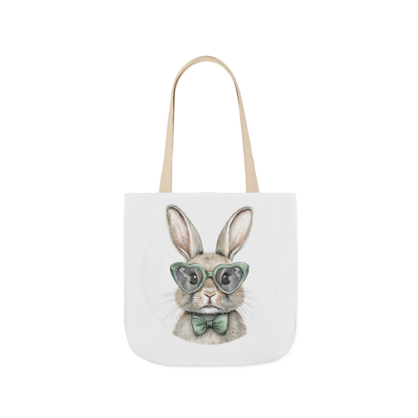 Playful Double Sided Bunny Canvas Tote Bag with 5-Color Straps, Eco-Friendly, Spring Gift, Perfect for Easter, Cute Animal Lover Bag