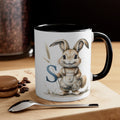 Whimsical Letter S Bunny Mug, Cute Animal Coffee Cup, Perfect Gift for Rabbit Lovers, Easter Decor, Unique Kitchenware, Playful Drinkware