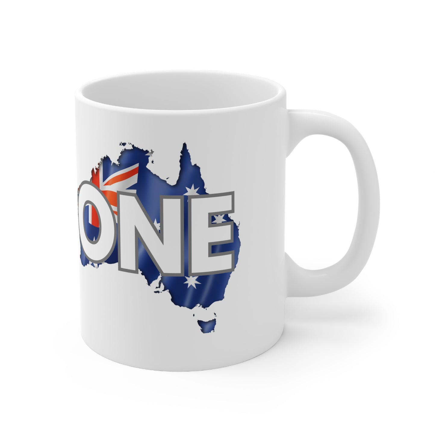 Australia ONE Flag Map Unity White Ceramic Coffee Mug — 11oz
