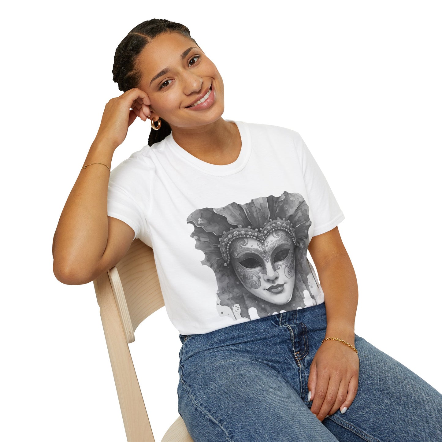 Masquerade Face T-Shirt — "Perfectly Imperfect" Watercolor Mask Tee