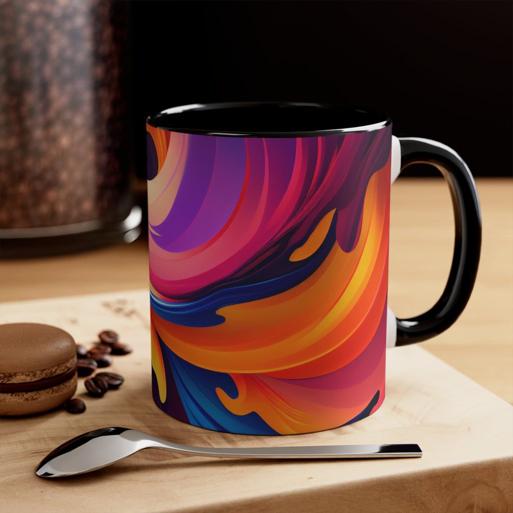 Colorful Wavy Accent Mug — 11oz Bright Ceramic Coffee Cup