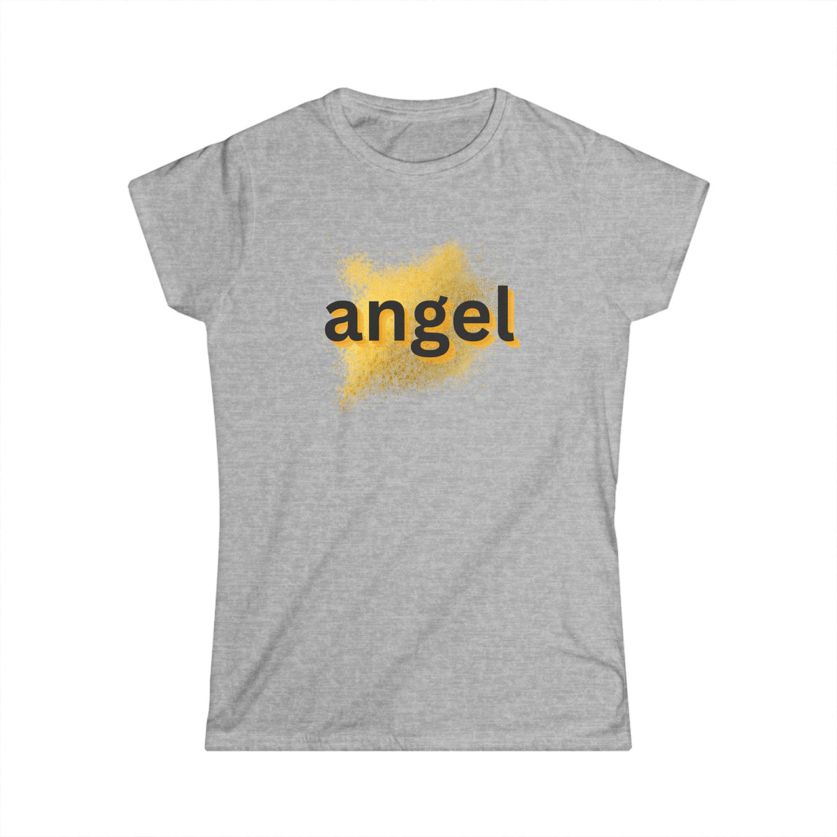 Women’s heather gray T-shirt with “angel” front graphic