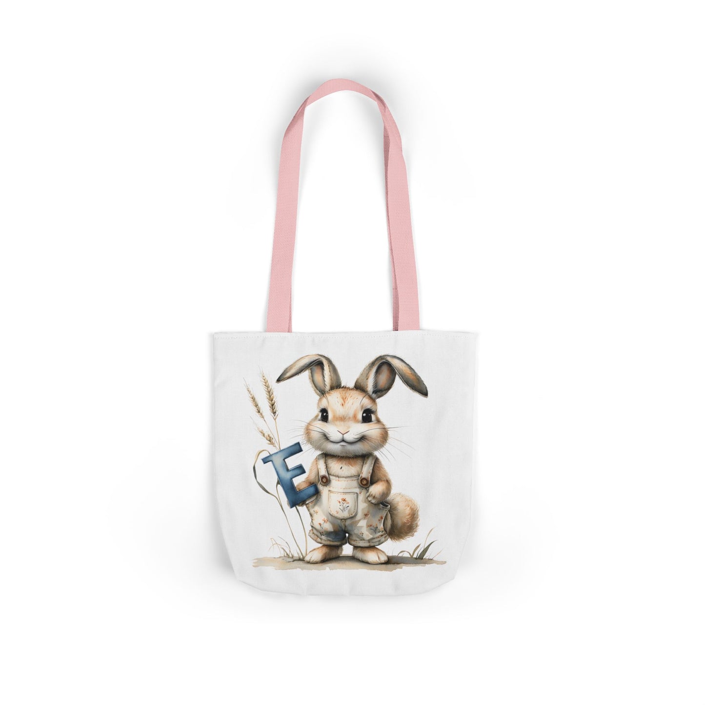 Charming Letter E Bunny Canvas Tote Bag, Easter, Spring, Eco-Friendly Bag, Gift for Animal Lovers, Everyday Use, Shopping