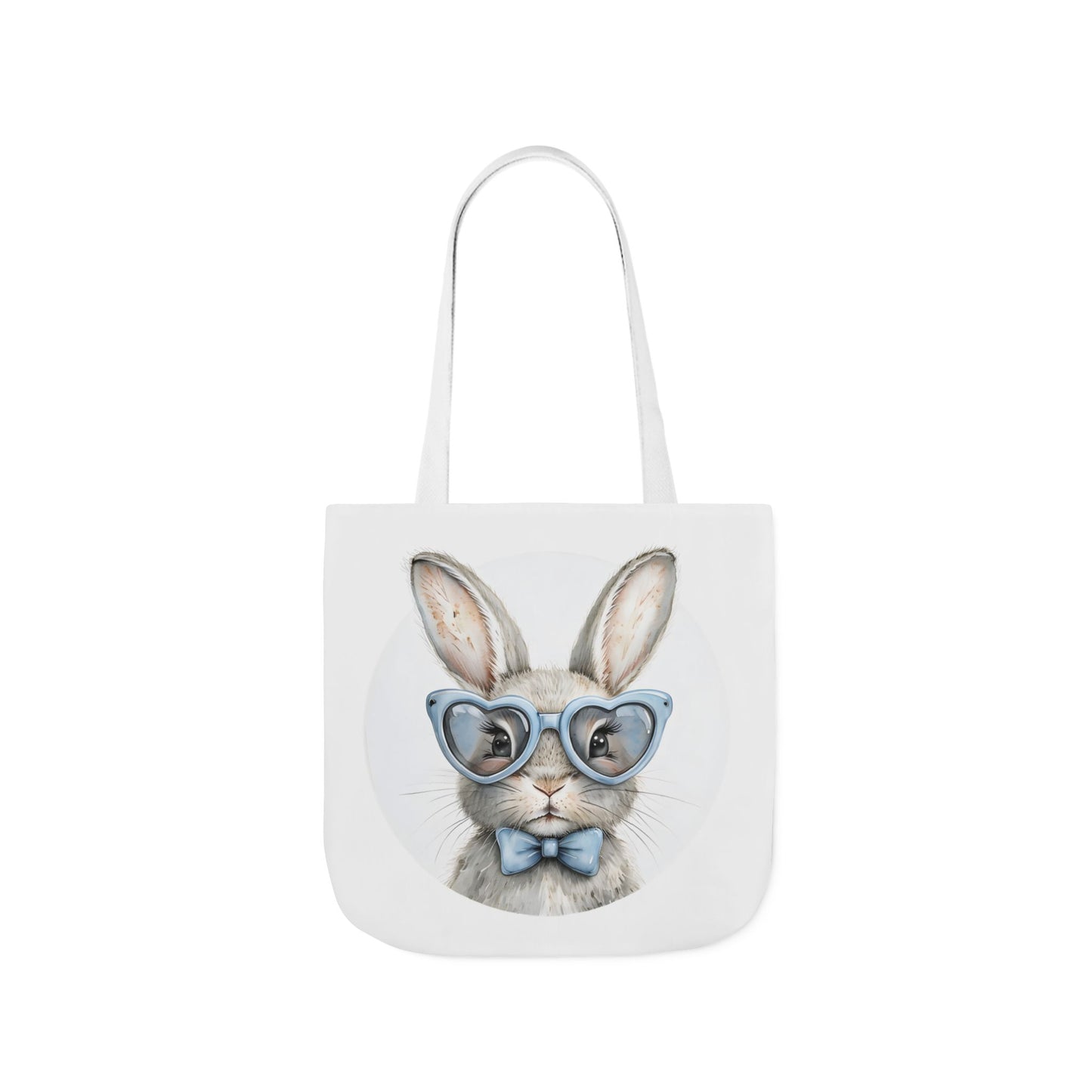Cute Double Sided Bunny Canvas Tote Bag, Eco-Friendly Shopping Bag, Easter Gift, Spring Style Tote, Bunny Lover's Tote, 3-Color Straps