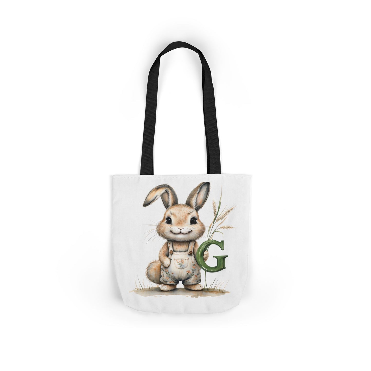 Adorable Letter G Bunny Canvas Tote Bag, Cute Spring Bag, Easter Gift, Eco-Friendly Storage Bag, Picnic Tote, Everyday Use