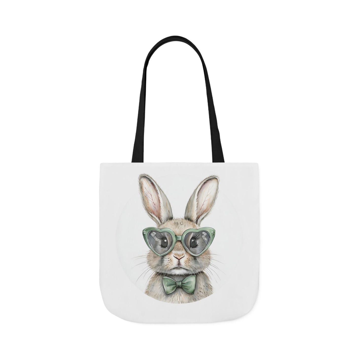 Playful Double Sided Bunny Canvas Tote Bag with 5-Color Straps, Eco-Friendly, Spring Gift, Perfect for Easter, Cute Animal Lover Bag